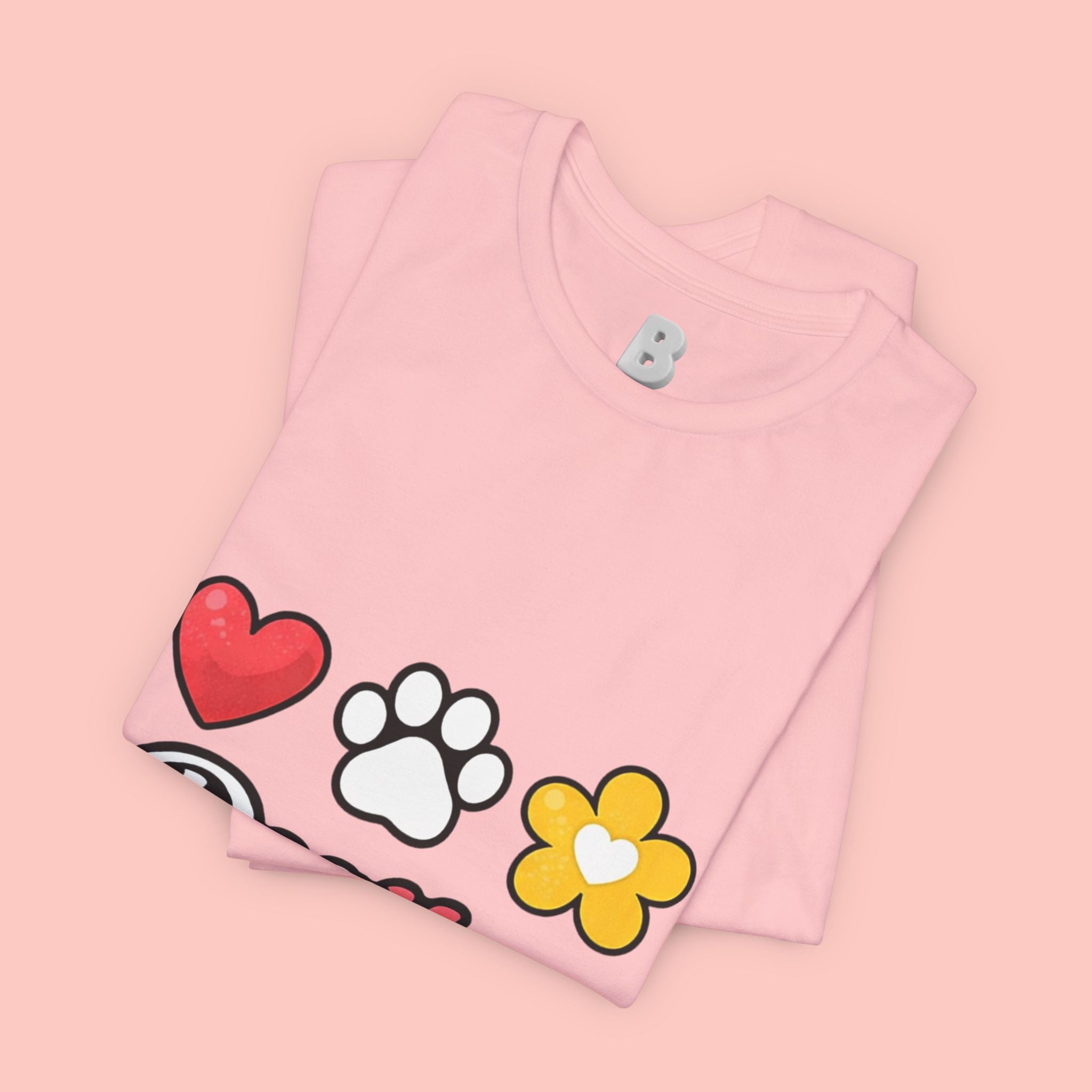 Dog Mom T-Shirt – Heart, Paw & Flower Graphic Tee