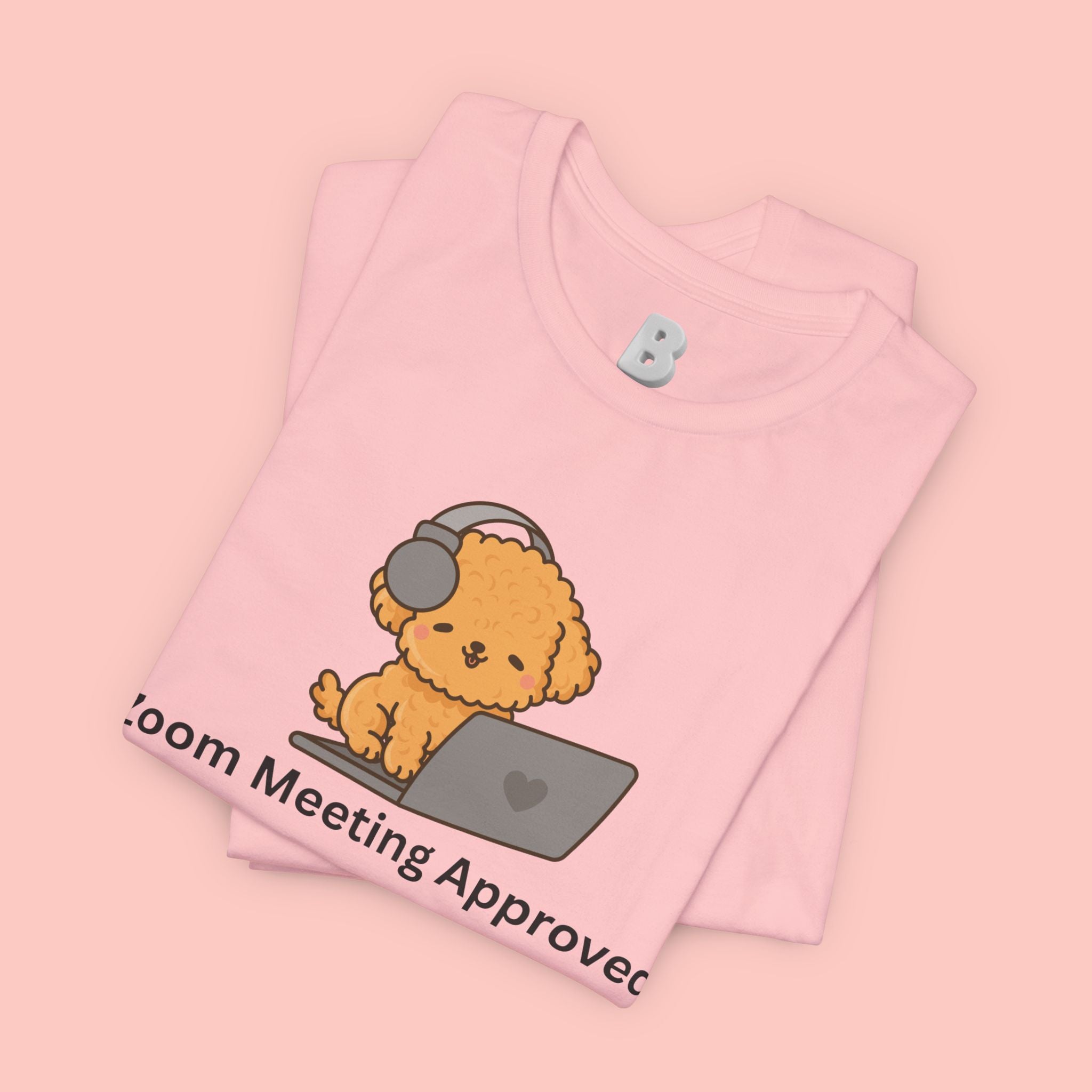 Zoom Meeting Approved Tee — Cute Puppy with Headset Laptop Graphic