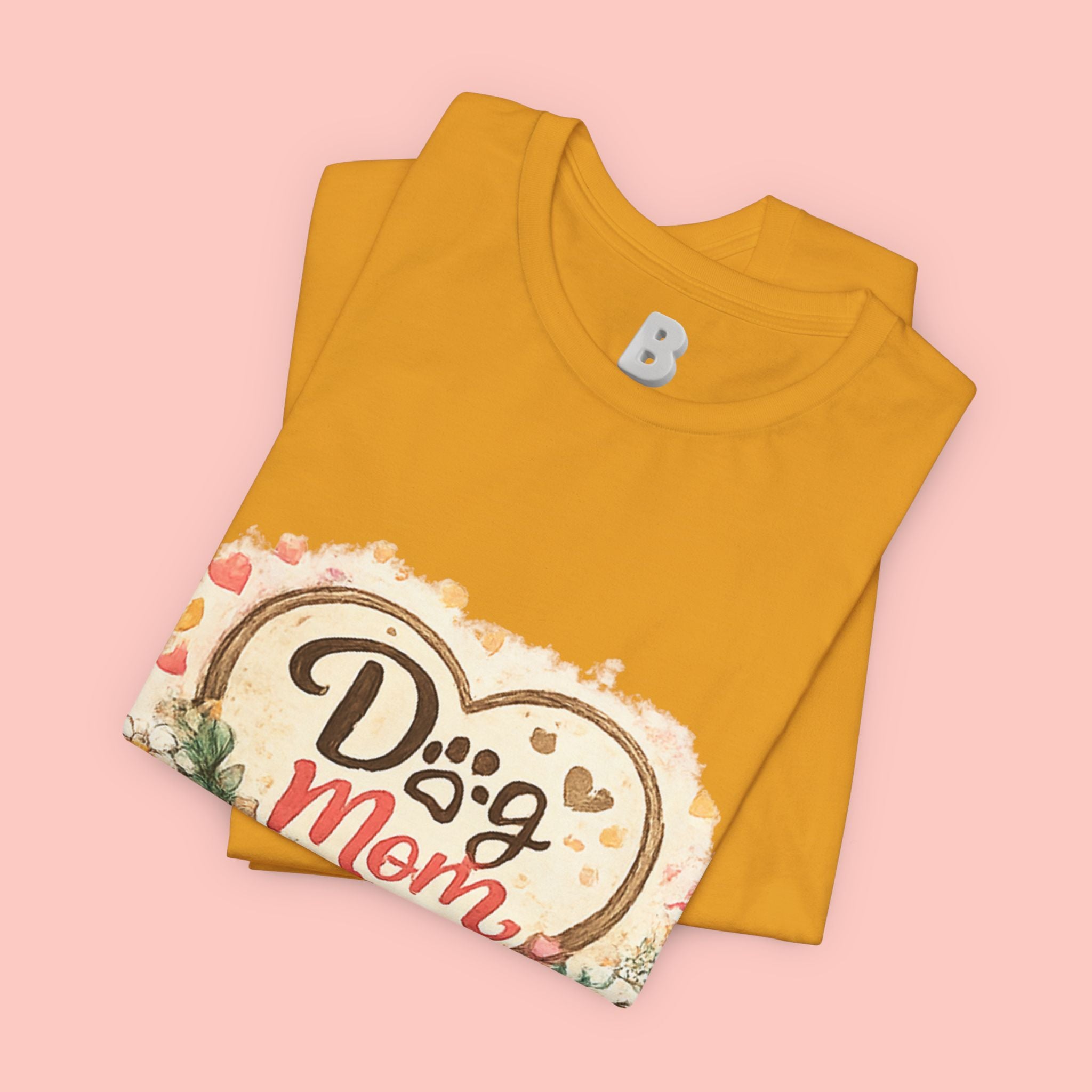 Dog Mom T-Shirt – Floral Heart Paw Design