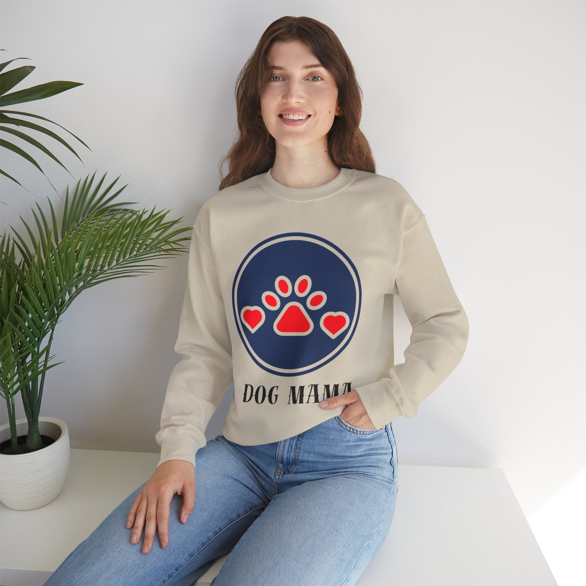 Dog Mama Crewneck Sweatshirt — Cute Paw Print Graphic for Dog Lovers