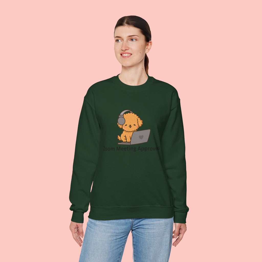 Crewneck Sweatshirt - Cute Puppy "Zoom Meeting Approved" Graphic