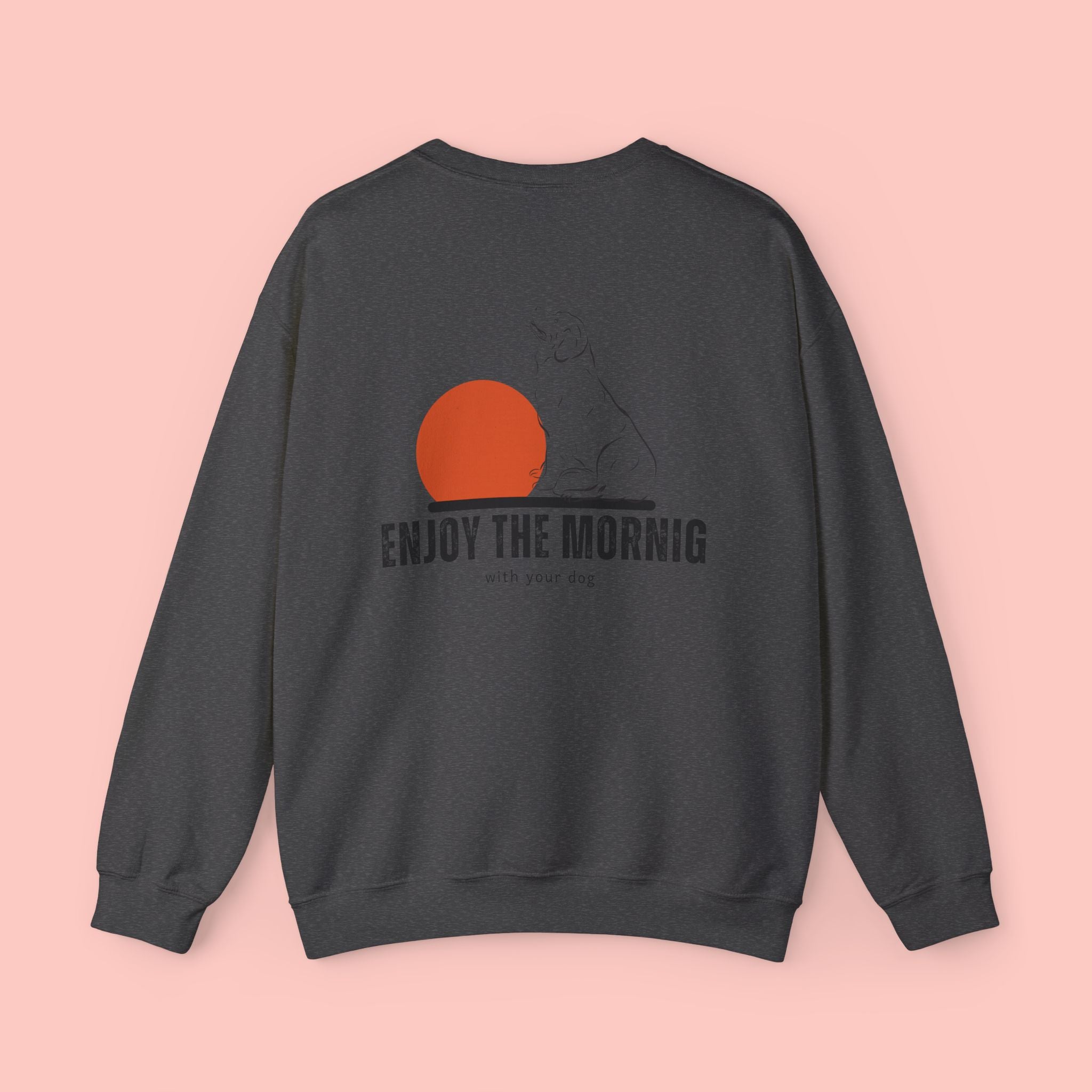Enjoy the Morning Crewneck Sweatshirt — Dog & Sunrise Graphic