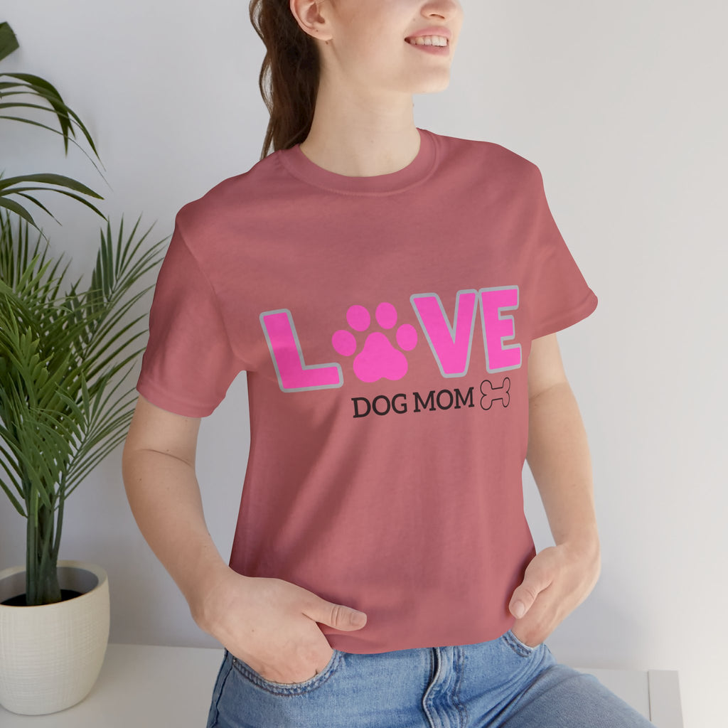 Love Dog Mom T-Shirt — Pink Paw Graphic Tee
