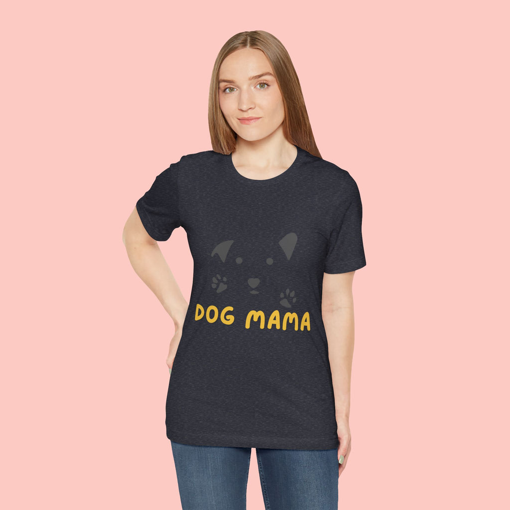 Dog Mama Graphic Tee — Cute Paw Print Dog Face T-Shirt for Dog Lovers