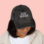 Dog Mama Vintage Embroidered Cap — Washed Baseball Hat for Dog Lovers