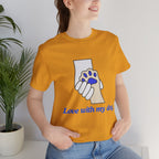 Dog Lover T-Shirt — "Love with my dog." Paw Print Graphic