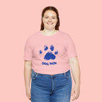 Dog Mom Paw Print T-Shirt — Distressed Blue Design
