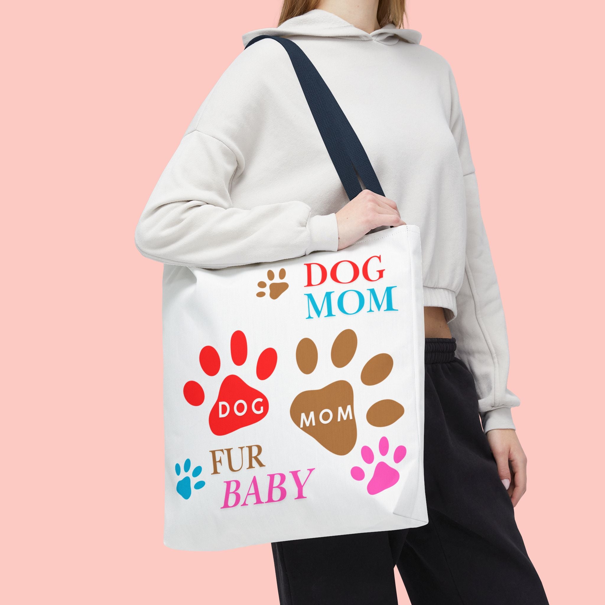Dog Mom Tote Bag – "Fur Baby" Paw Print AOP Tote