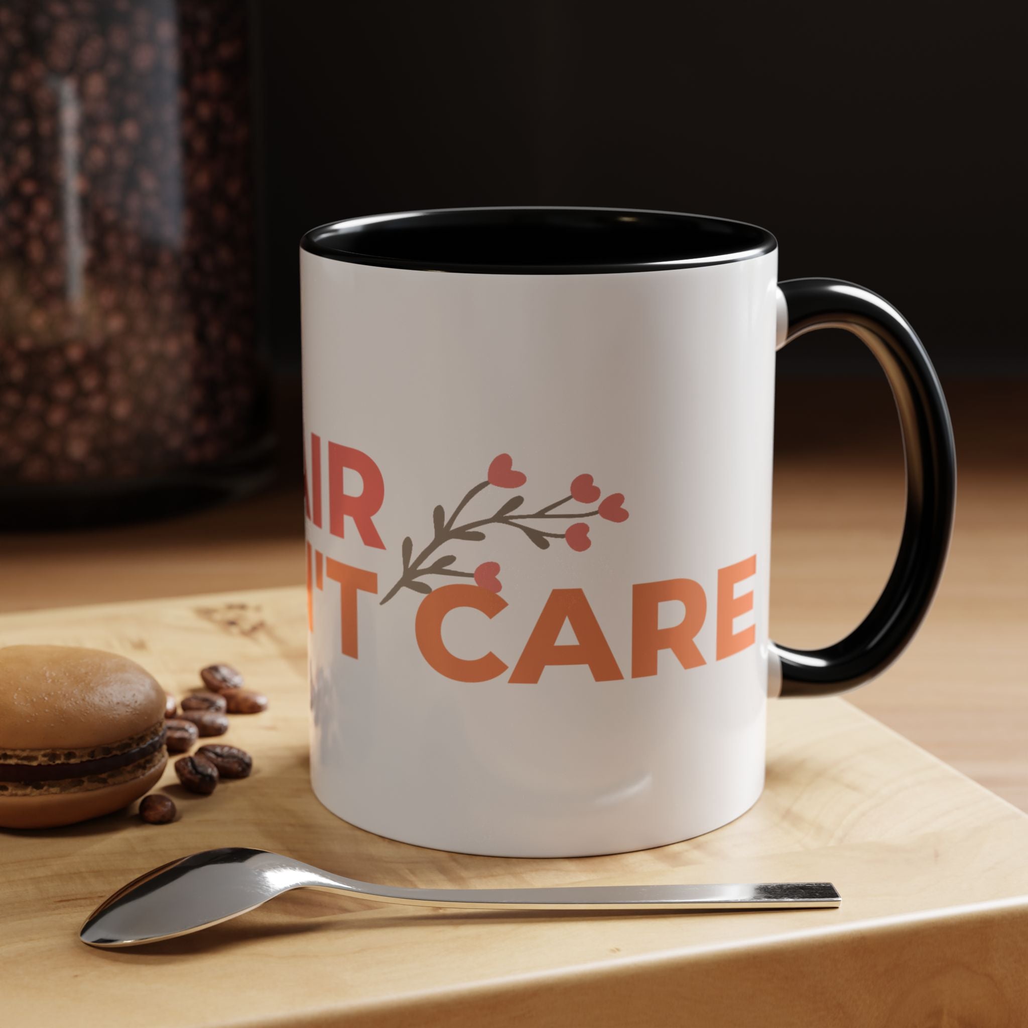 Accent Coffee Mug - "Growing Hair I Don't Care" Floral Script Coffee Mug