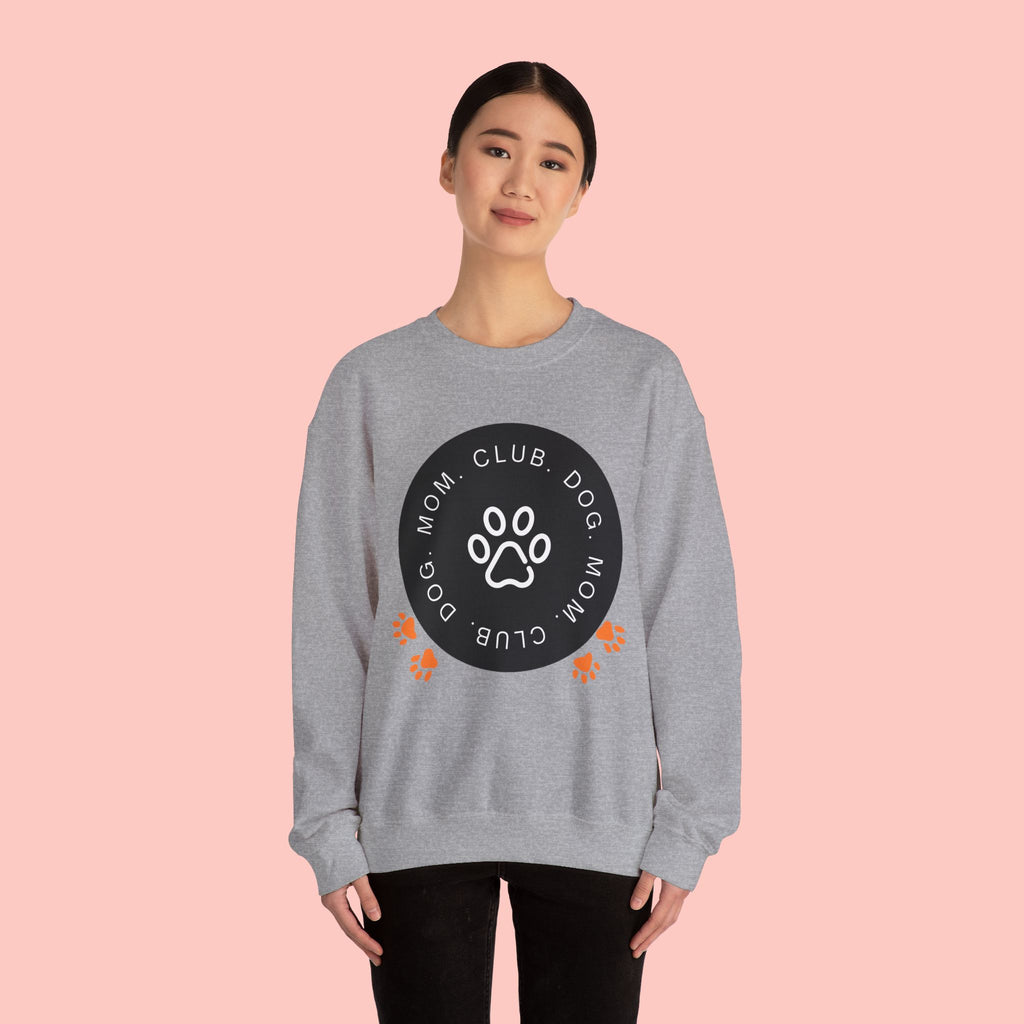 Dog Mom Club Crewneck Sweatshirt — Paw Print Graphic Pullover for Pet Moms