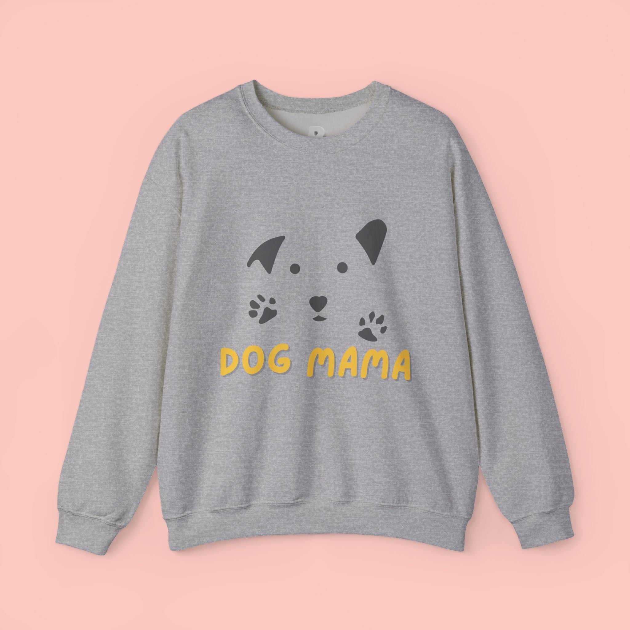 Dog Mama Crewneck Sweatshirt – Cute Paw Print & Puppy Graphic
