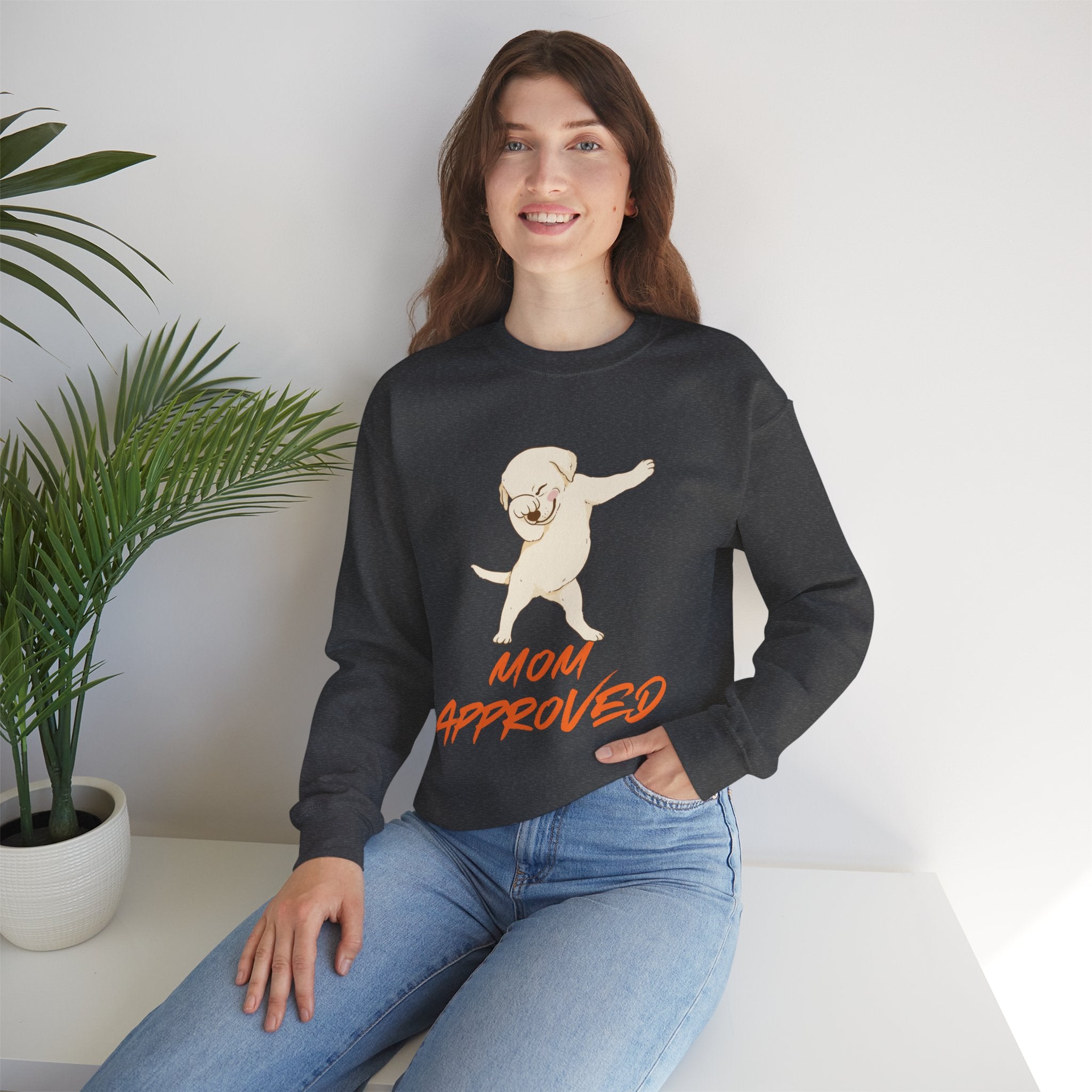 Crewneck Sweatshirt - 'Mom Approved' Dabbing Dog Cute Graphic