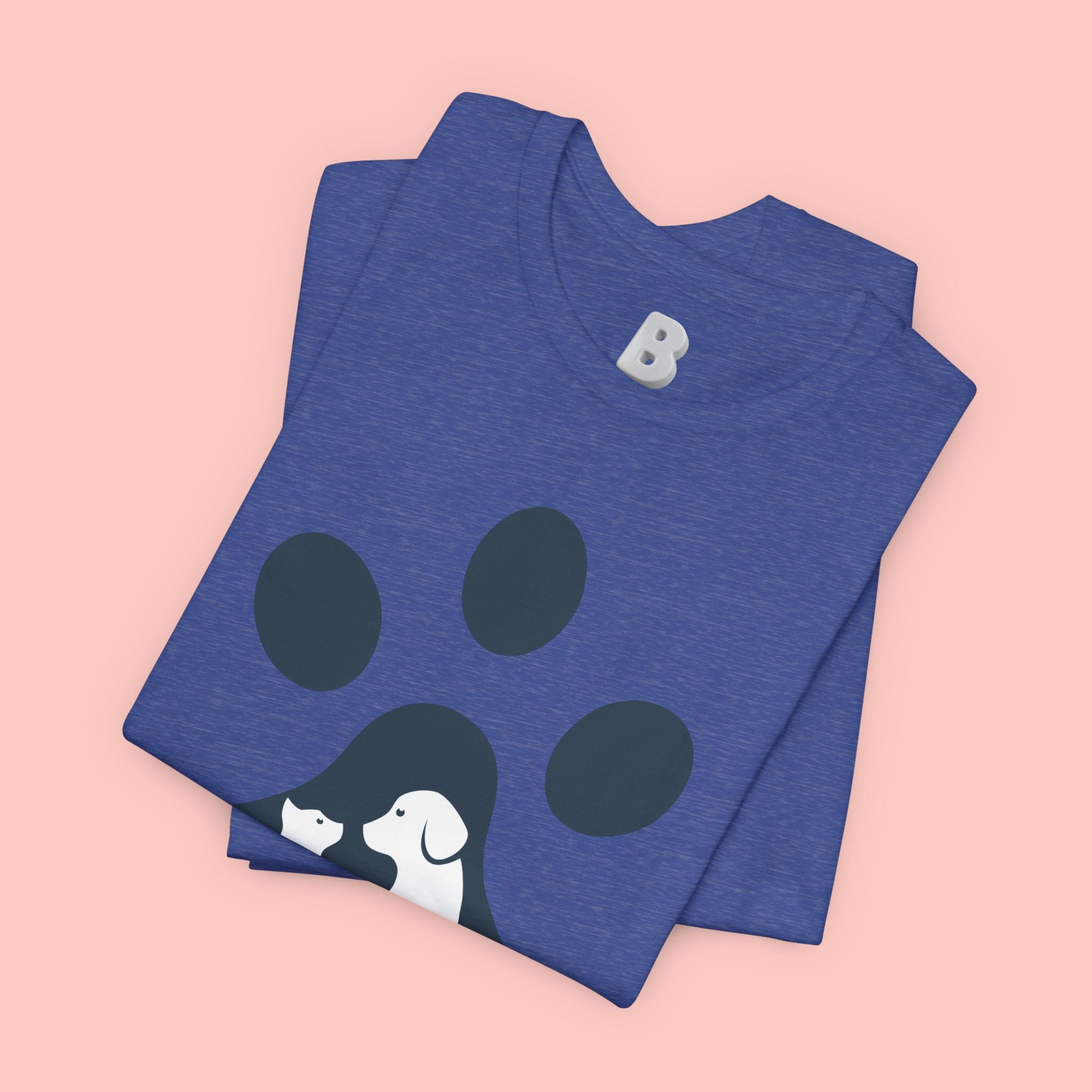 Dog Mom T‑Shirt — Paw Print with Dog & Puppy Graphic