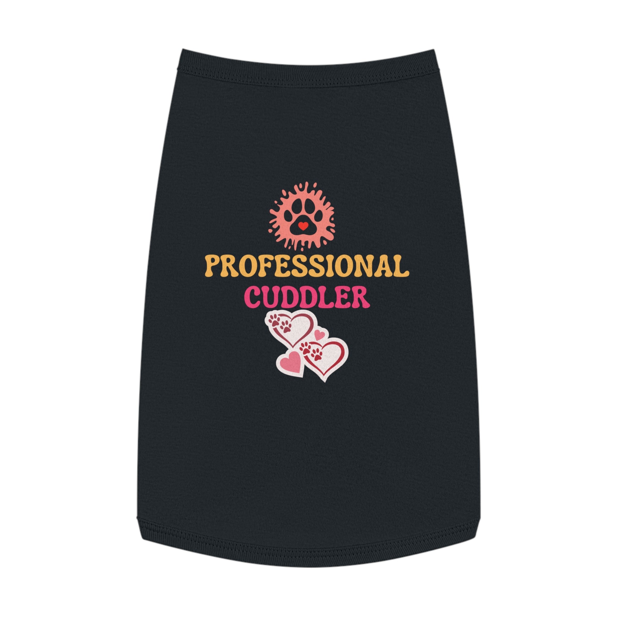 Professional Cuddler Pet Tank Top — Cute Paw Heart Dog & Cat Shirt for Small Pets
