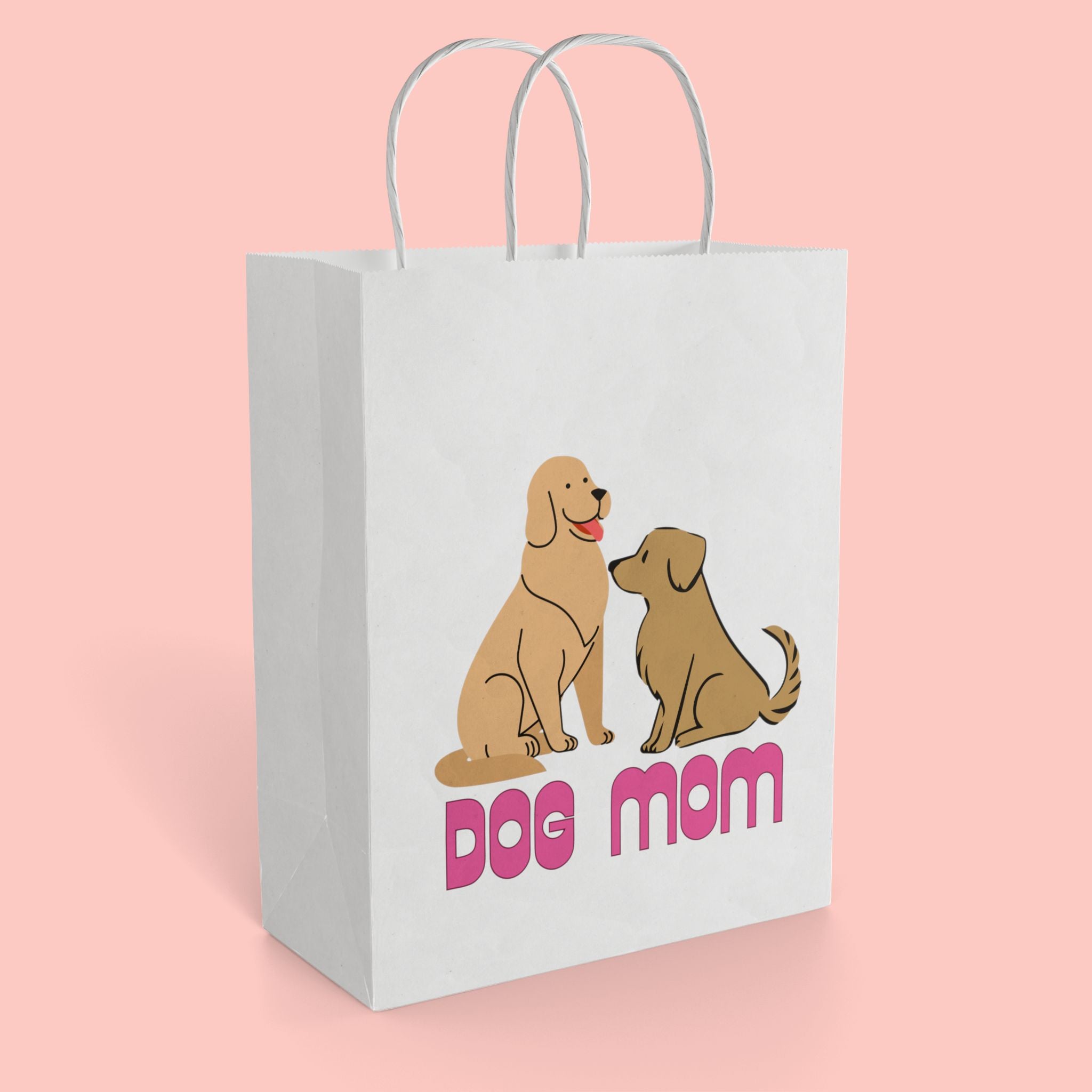 Dog Mom Paper Gift Bag — Cute Dog Illustration Gift Sack for Pet Lovers