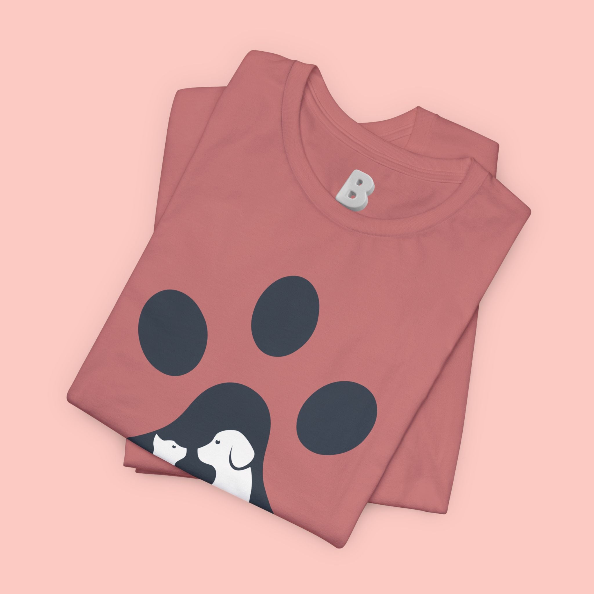 Dog Mom T‑Shirt — Paw Print with Dog & Puppy Graphic