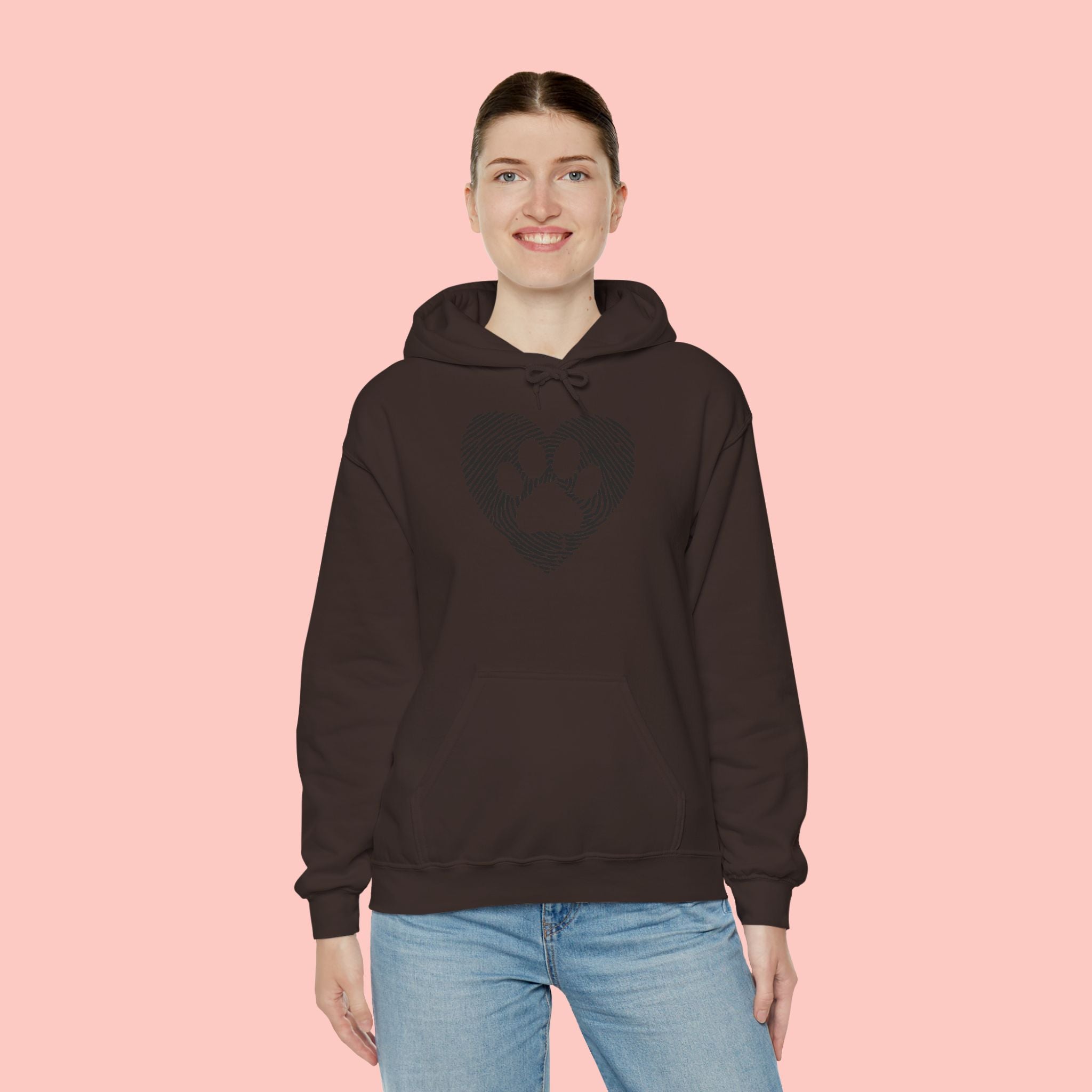 Heart Paw Print Hoodie — Dog Lover Heart Paw Graphic Sweatshirt