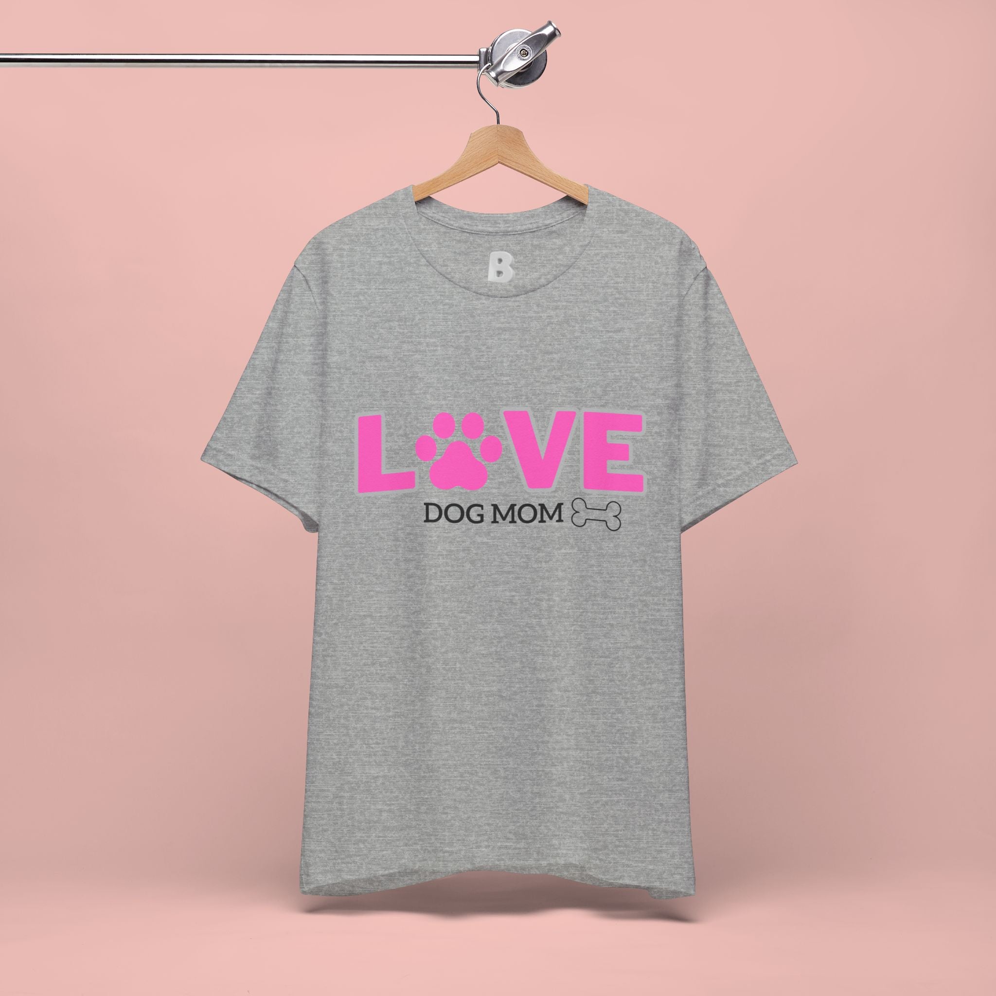 Love Dog Mom T-Shirt — Pink Paw Graphic Tee