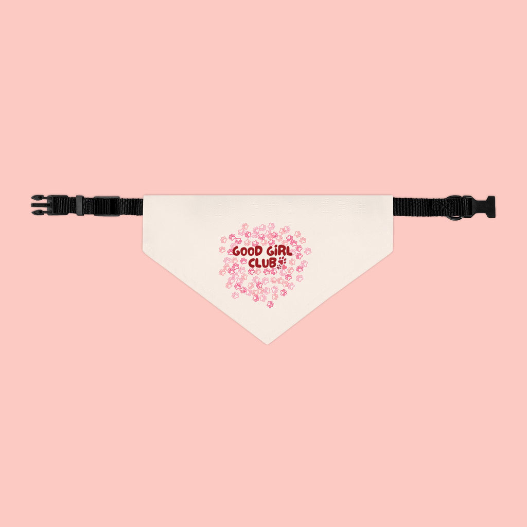 Pet Bandana — "Good Girl Club" Floral Heart Collar Accessory