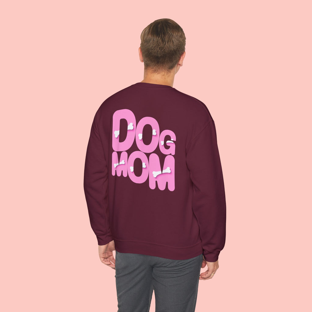 Dog Mom Sweatshirt — Cute Pink Graphic Crewneck for Pet Lovers