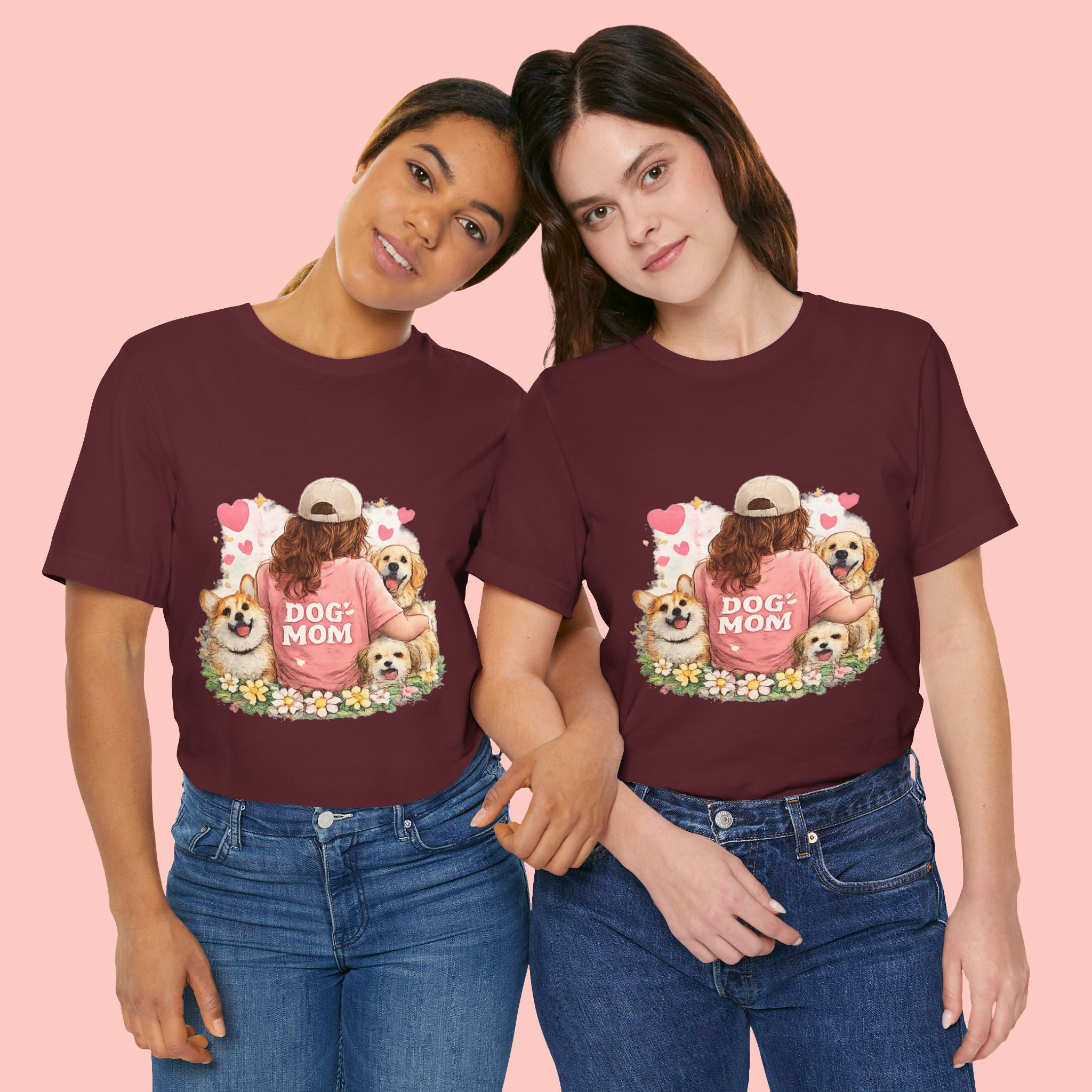 Dog Mom T-Shirt - Cute Woman with Dogs Graphic Tee