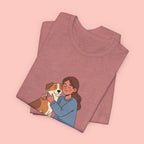 Dog Mom T‑Shirt — Cute Woman Hugging Dog Graphic Tee