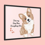 Framed Canvas Print — "First My Dog, Then Everything Else" Corgi Wall Art