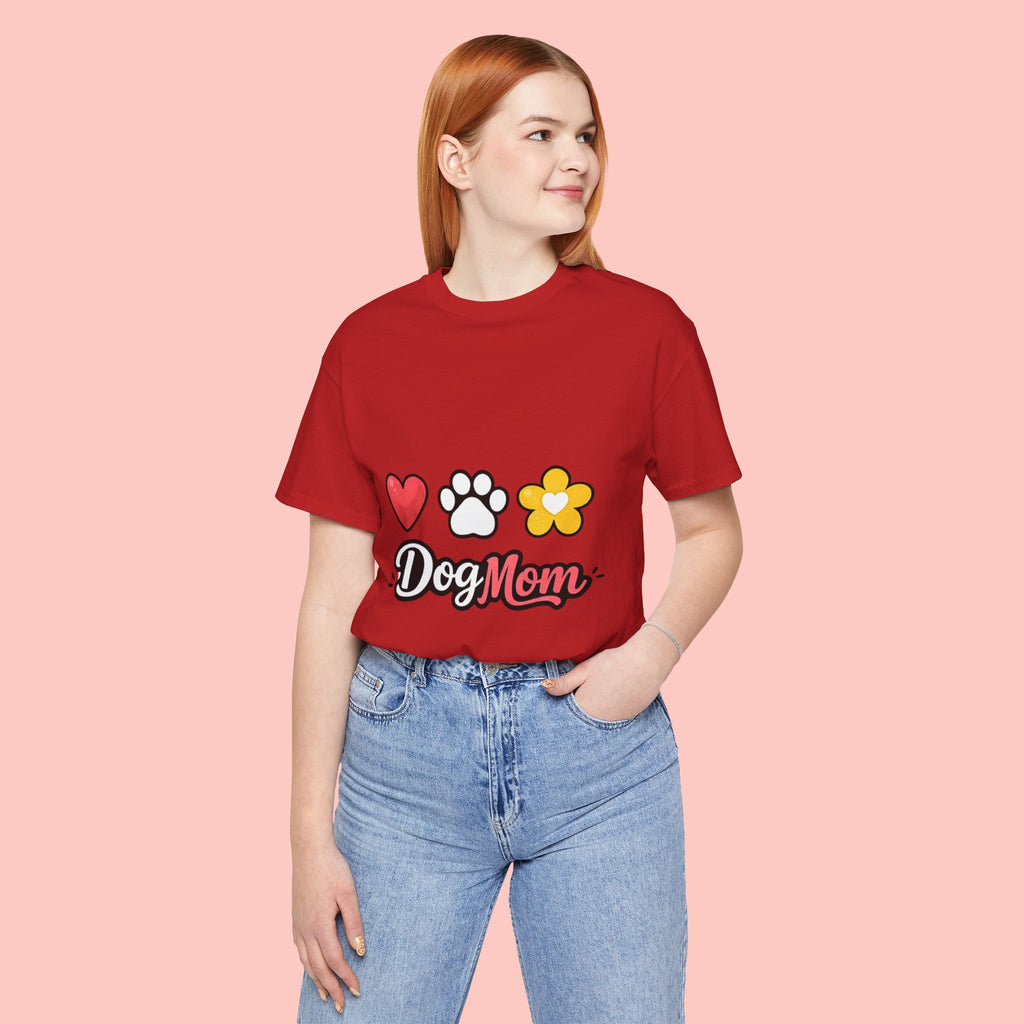 Dog Mom T-Shirt – Heart, Paw & Flower Graphic Tee