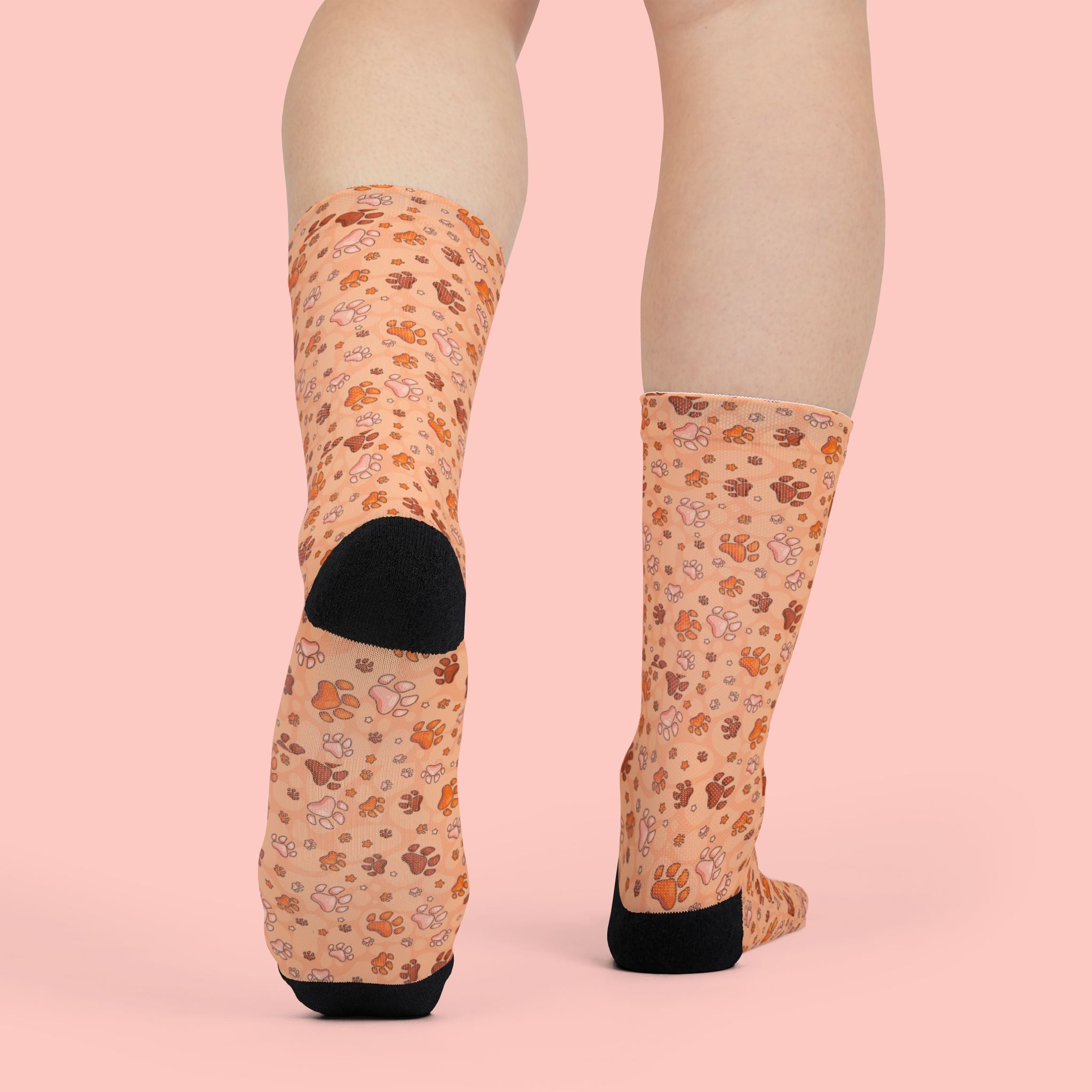 Floral Peach Crew Socks — Cute Ditsy Flower Sublimation Socks
