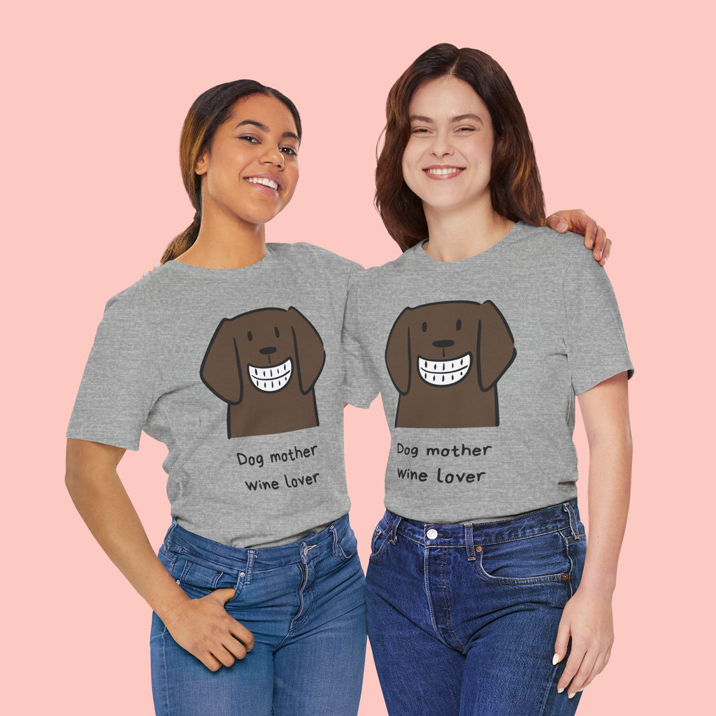 Dog Mother Wine Lover T-Shirt — Cute Cartoon Dog Graphic Tee