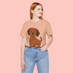 Dachshund Puppy Graphic T-Shirt — Cute Brown Dog Tee