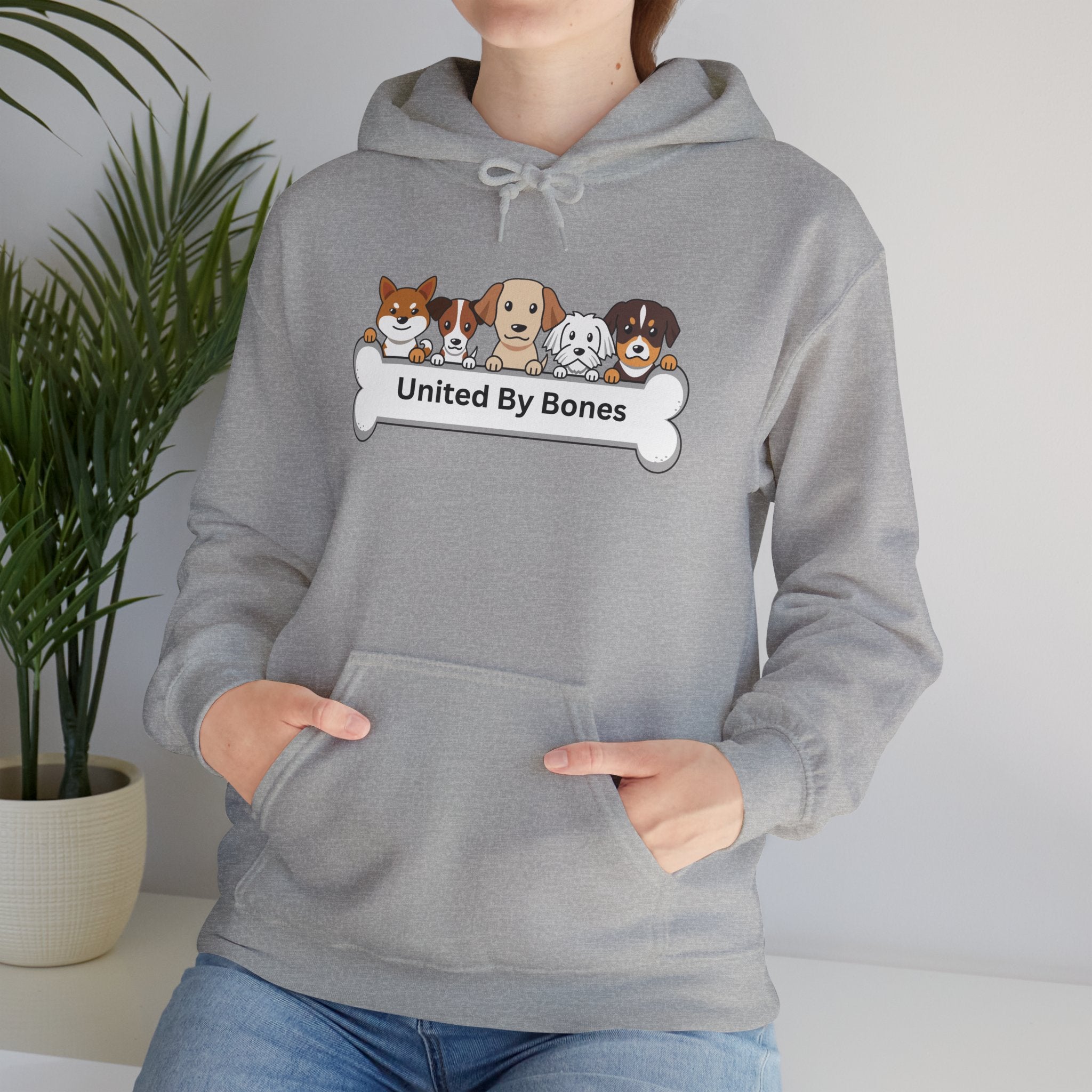 United By Bones Hoodie — Cute Cartoon Dogs Paw Bone Graphic Sweatshirt