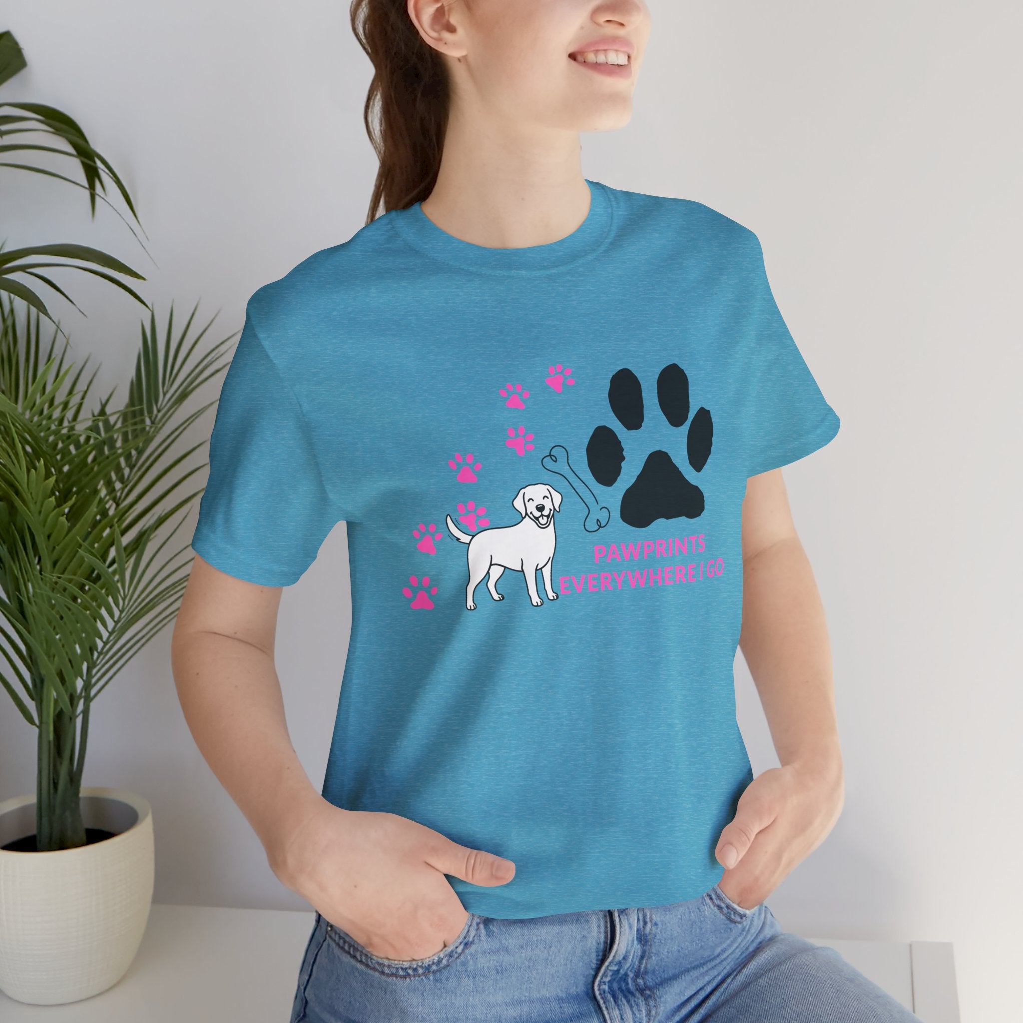 Dog Pawprint T-Shirt — "Pawprints Everywhere I Go" Cute Pet Lover Tee