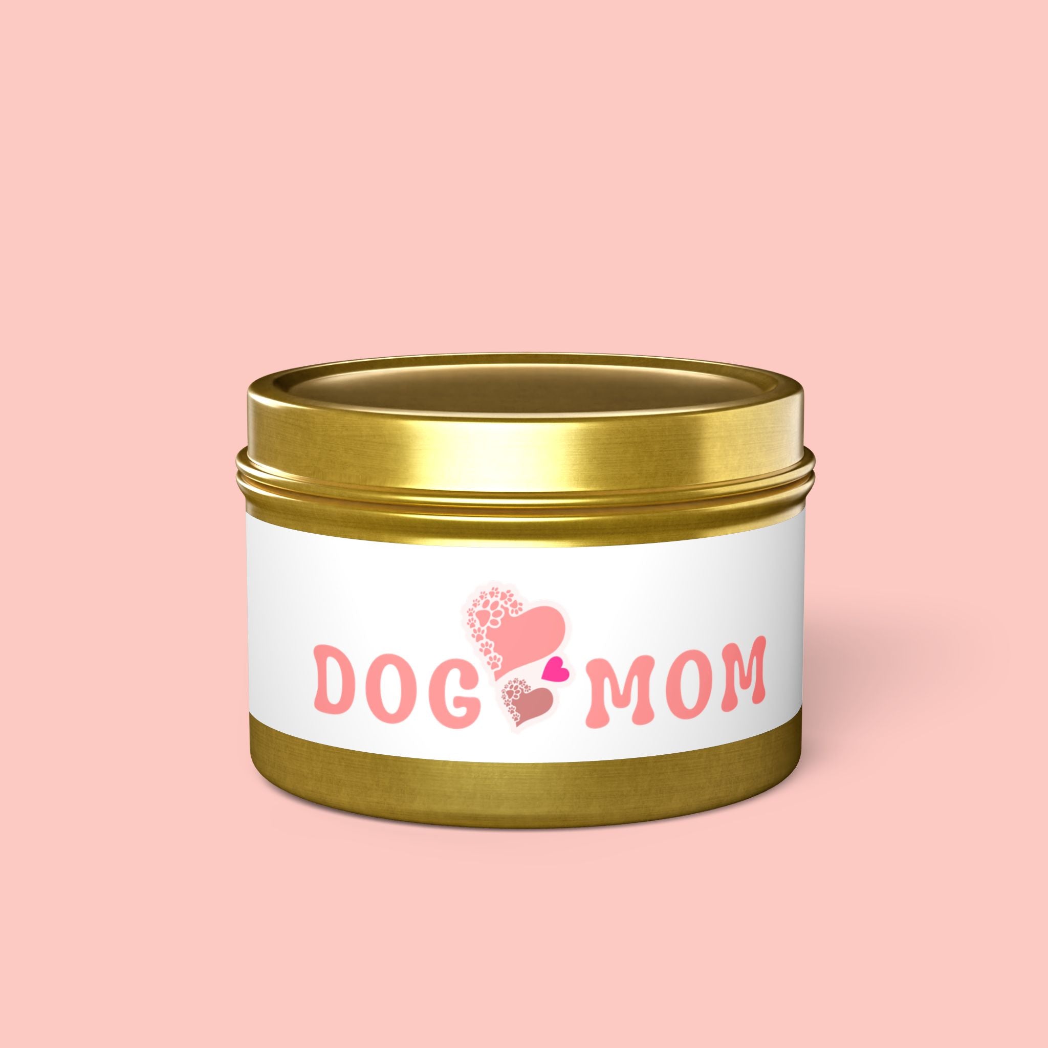 Dog Mom Tin Candle — Heart Paw Scented Travel Candle (Perfect Gift for Dog Lovers)