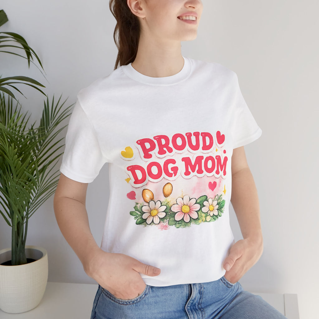 Proud Dog Mom Tee – Floral Retro Heart Design