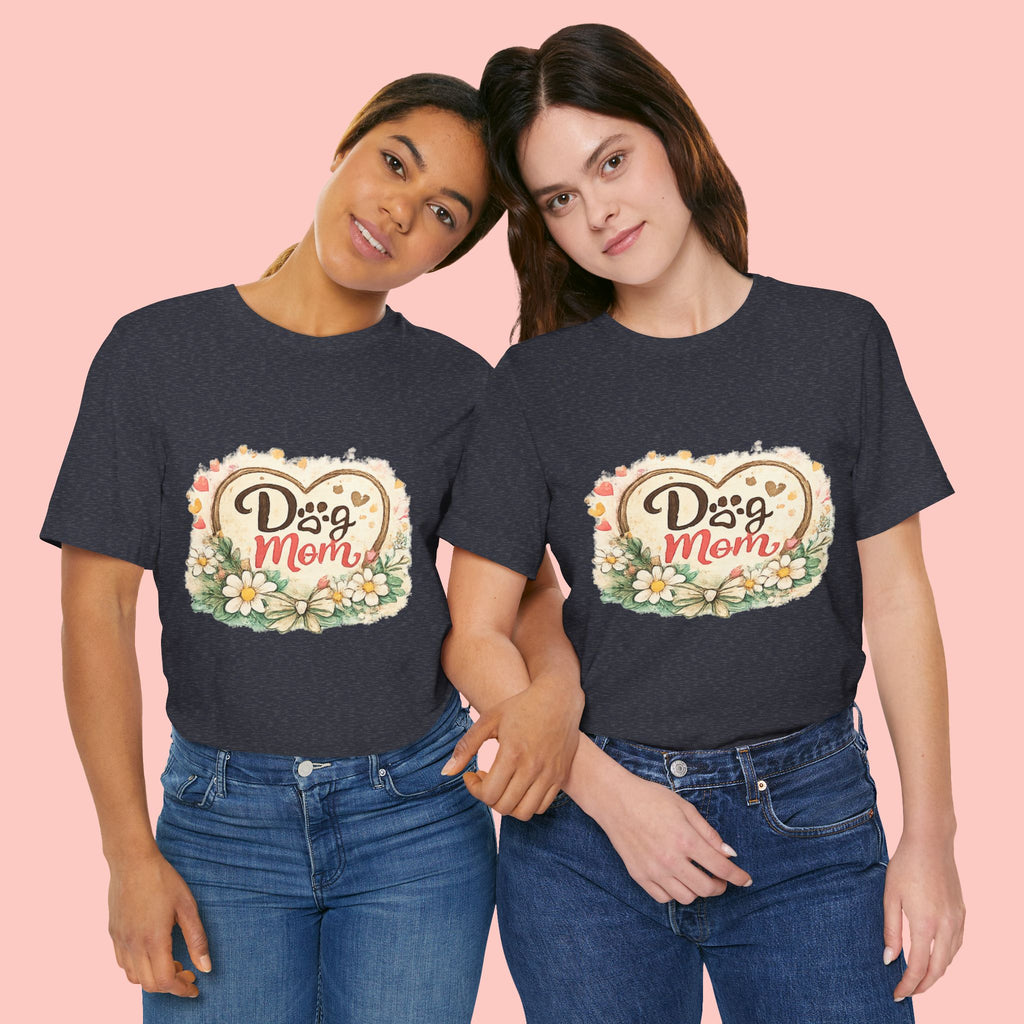 Dog Mom T-Shirt – Floral Heart Paw Design