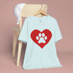 Pet Lover T-Shirt — Red Heart Paw Print Tee