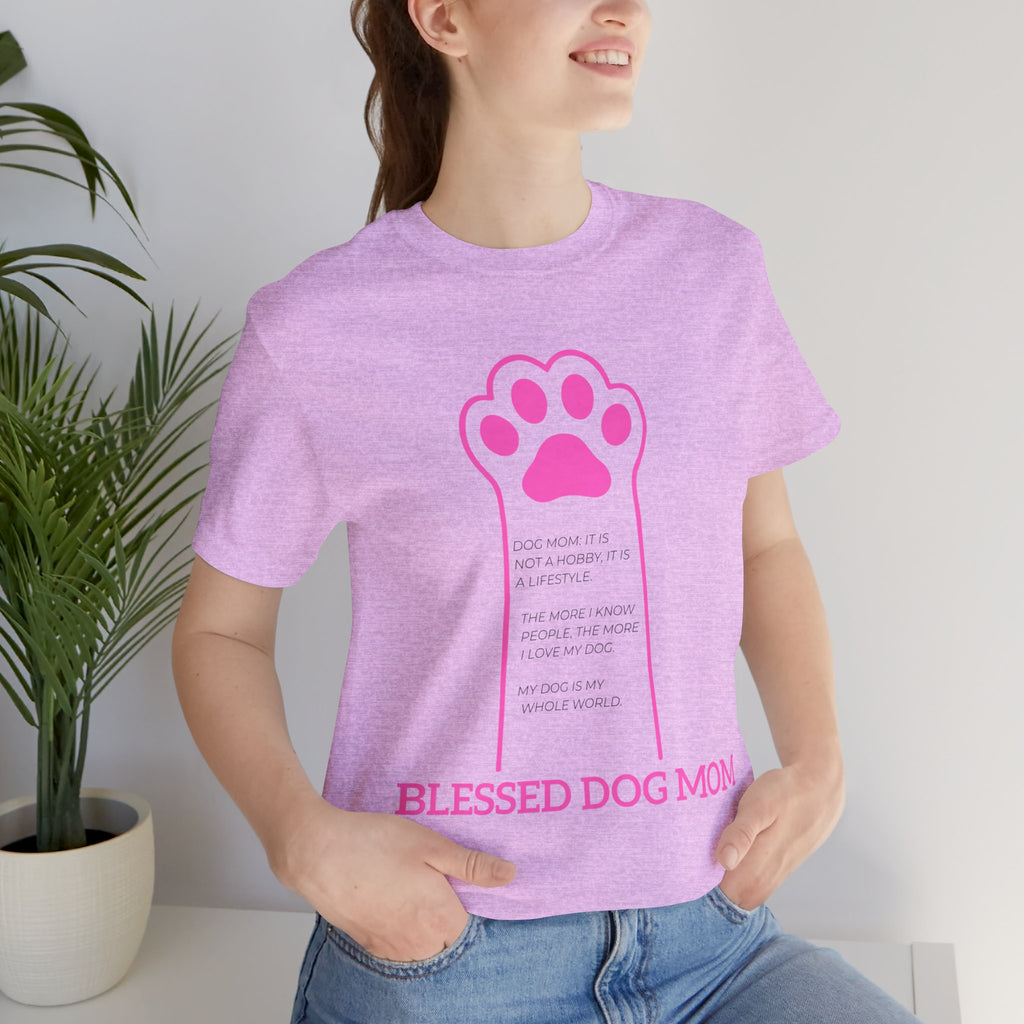 Blessed Dog Mom T-Shirt — Pink Paw Graphic Tee