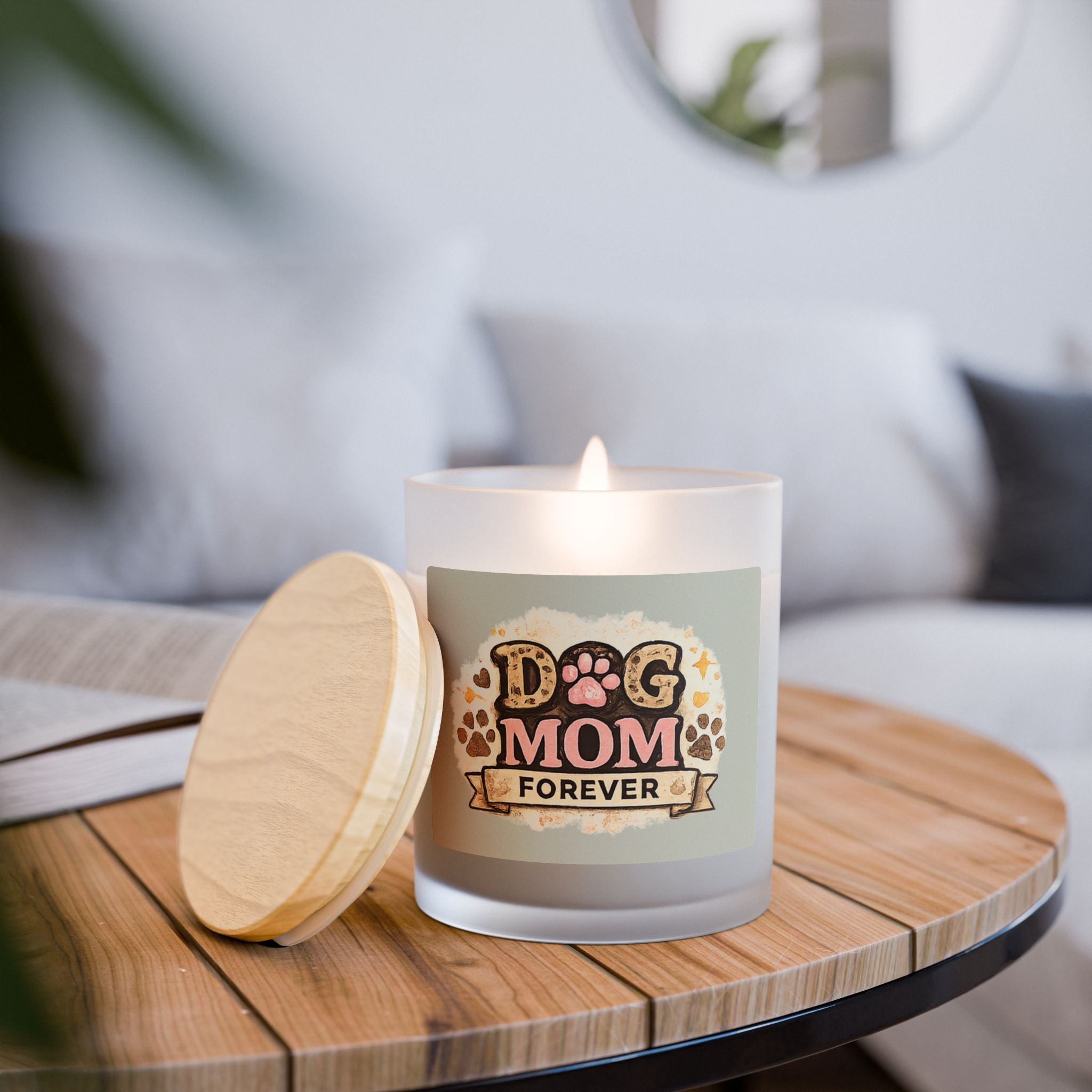 Dog Mom Forever Frosted Glass Candle — 11oz Scented Gift for Pet Lovers