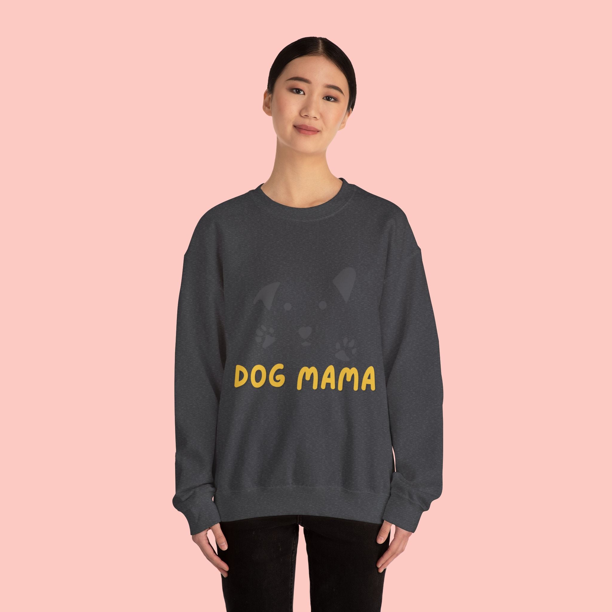 Dog Mama Crewneck Sweatshirt – Cute Paw Print & Puppy Graphic