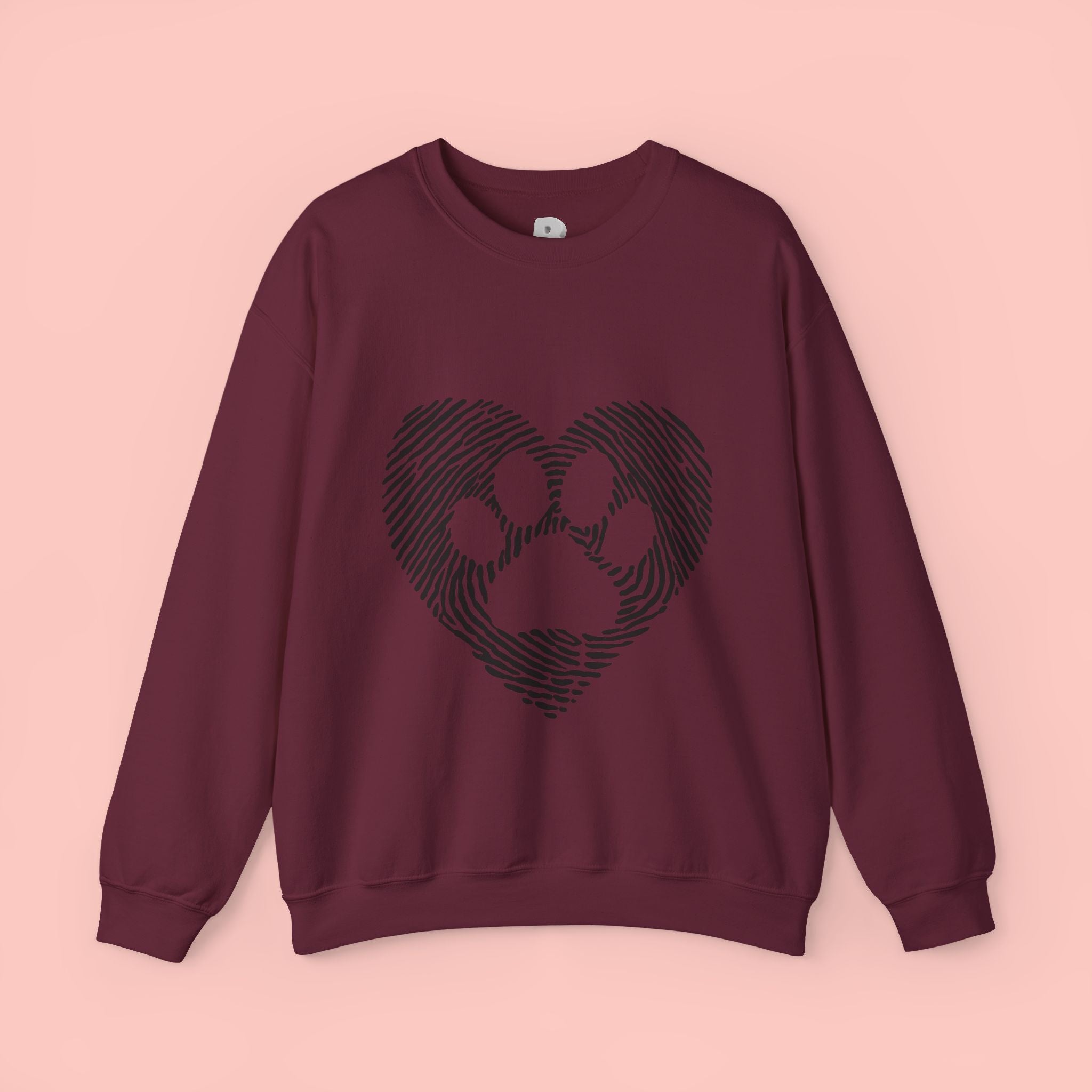 Fingerprint Heart Crewneck Sweatshirt — Panda Paw Love Graphic