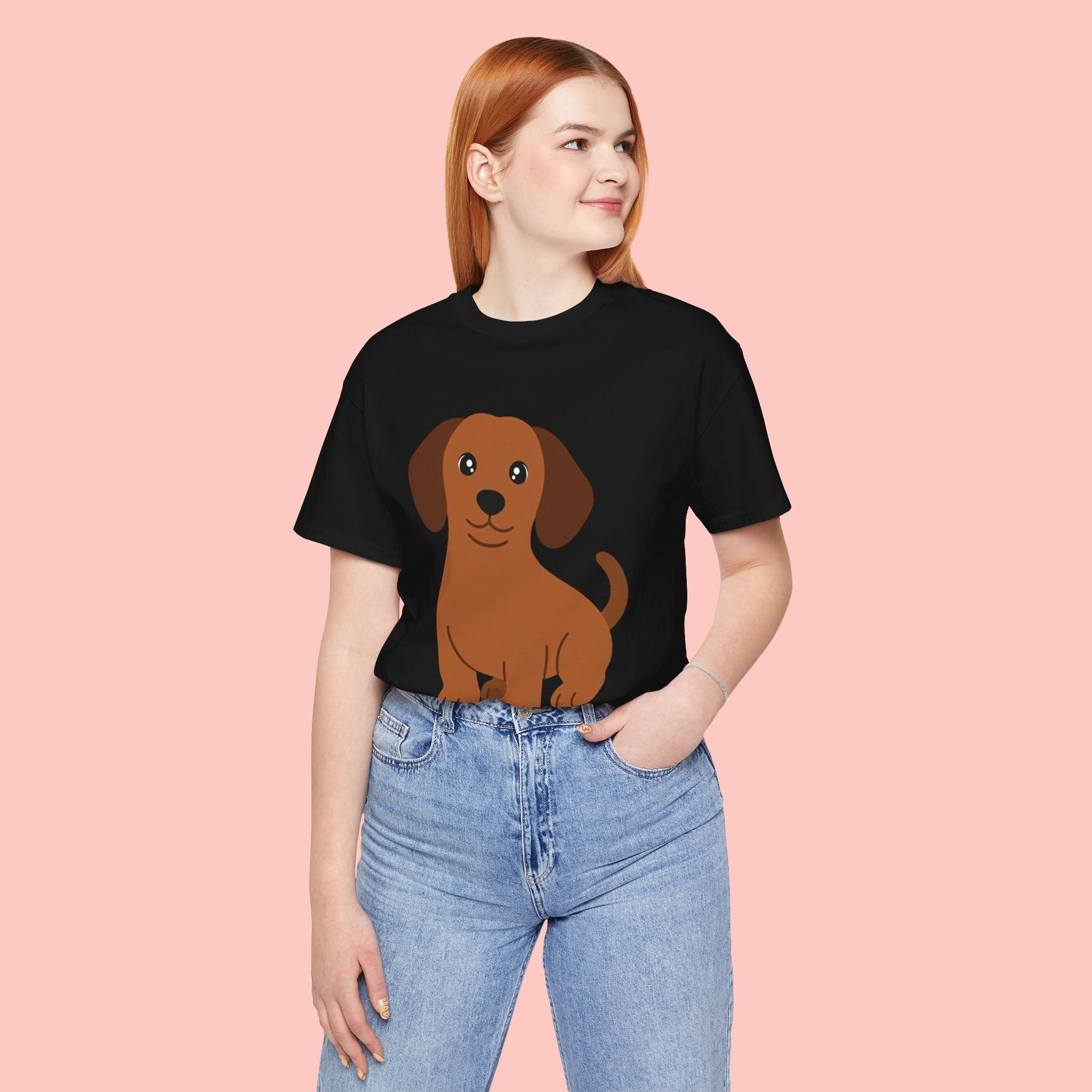 Dachshund Puppy Graphic T-Shirt — Cute Brown Dog Tee