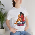 Dog Mom T-Shirt - Cute Woman Hugging Golden Retriever Tee