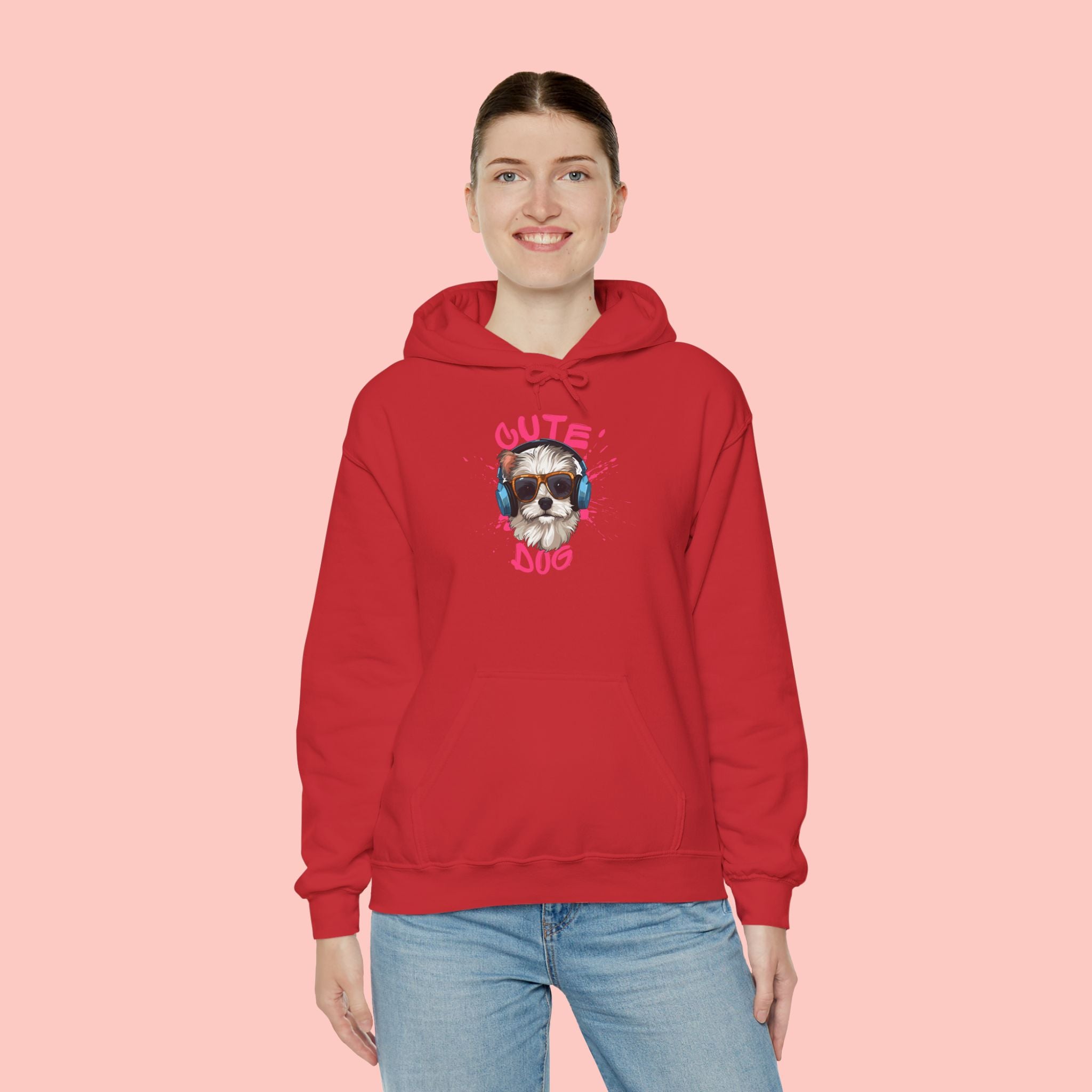 Cute Dog Hoodie with Headphones – 'Cute Dog' Graphic Pet Lover Sweatshirt