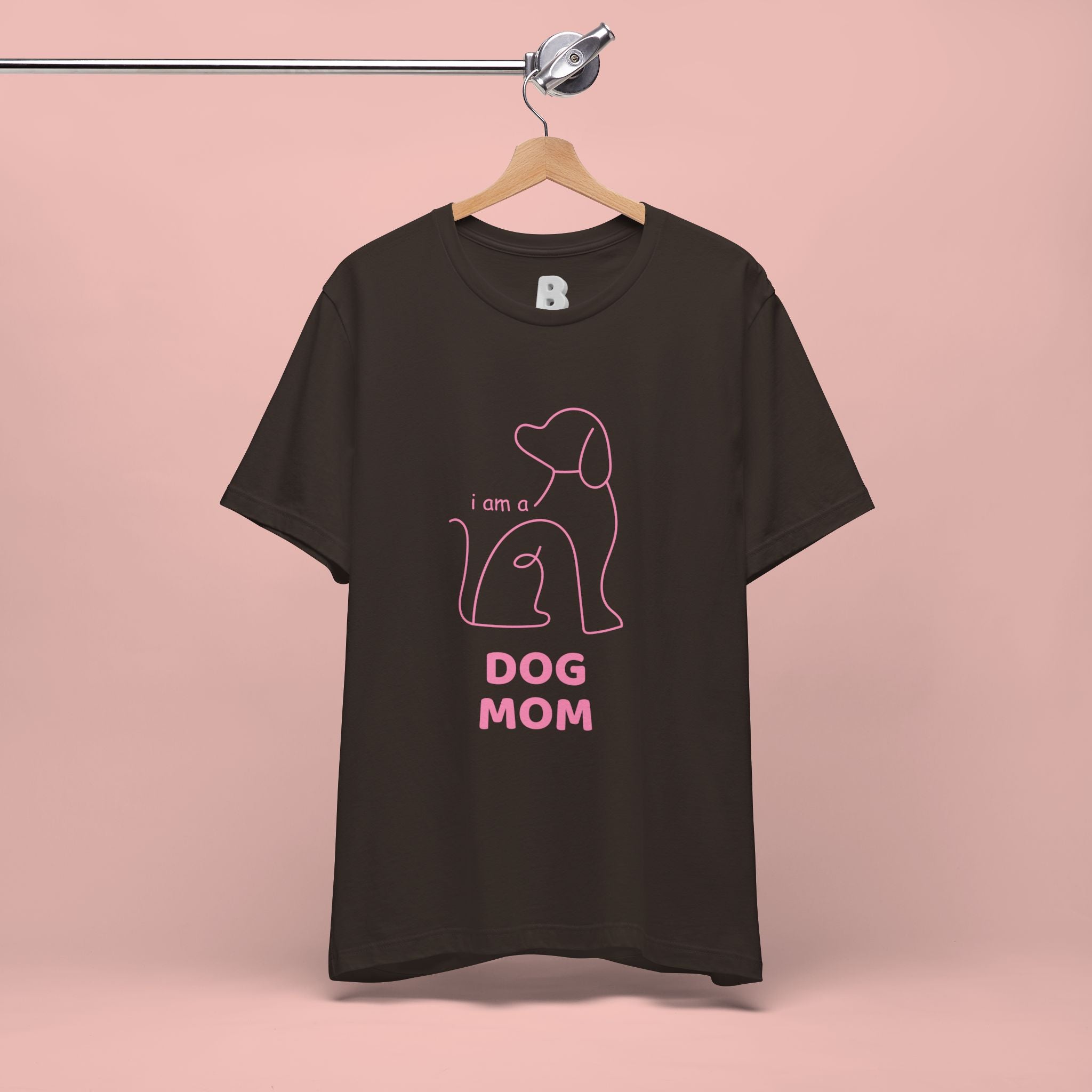 Dog Mom T‑Shirt – Minimal Pink Line Art Dog Tee