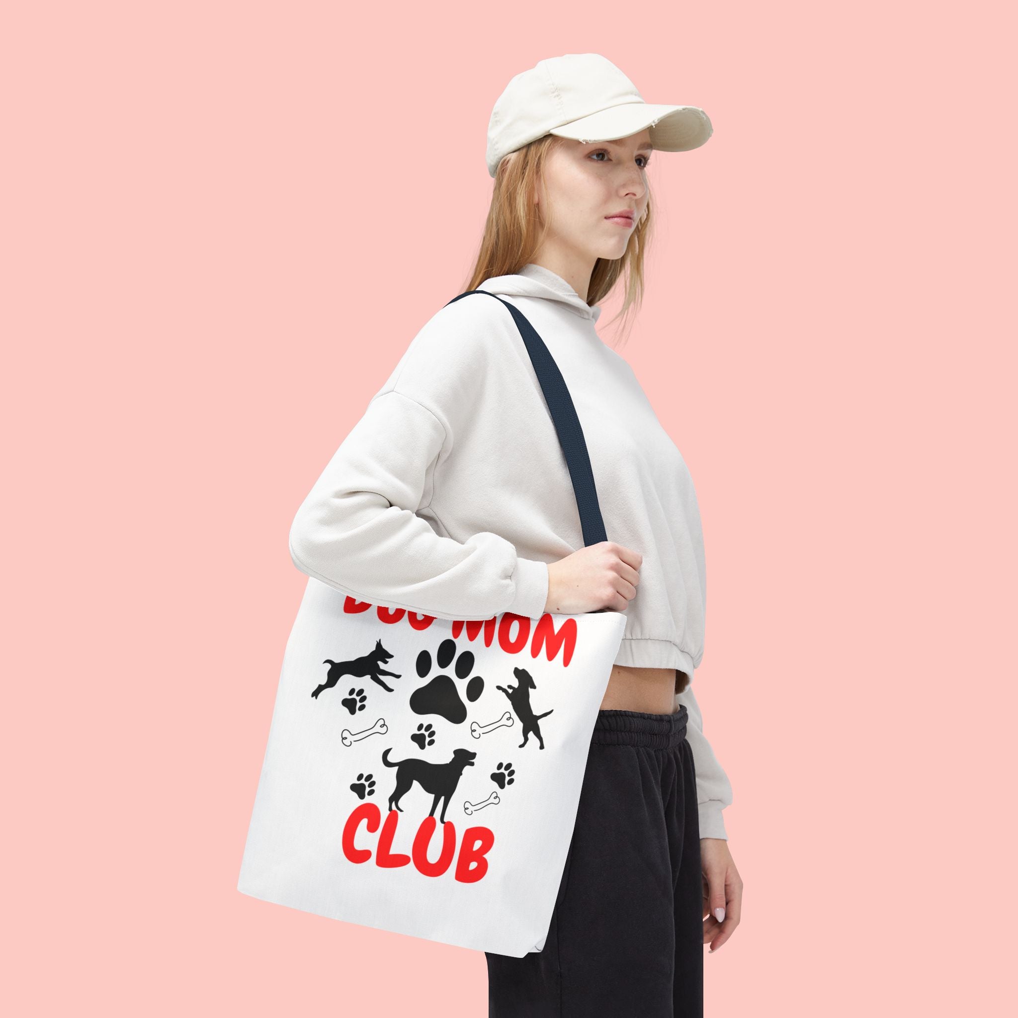Dog Mom Club Tote Bag – Cute Paw Print Canvas Tote for Dog Lovers