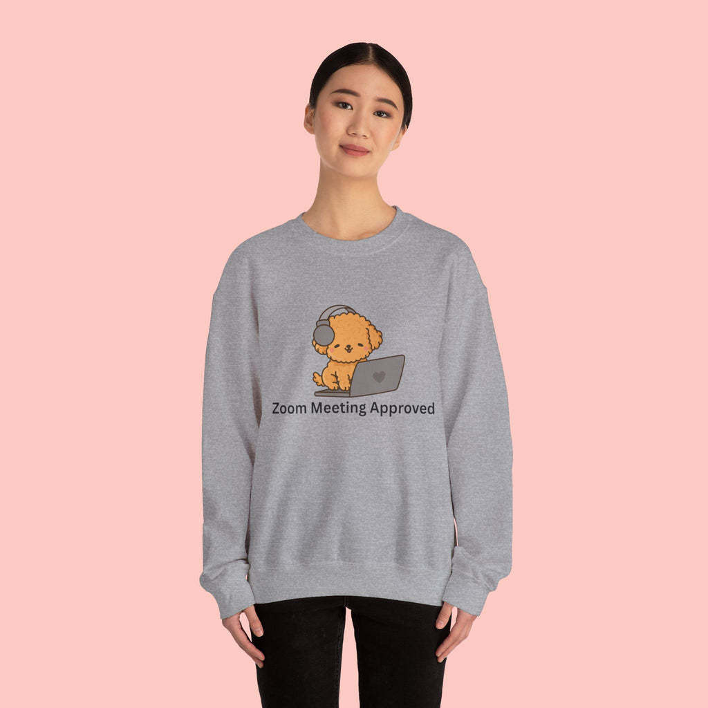Crewneck Sweatshirt - Cute Puppy "Zoom Meeting Approved" Graphic