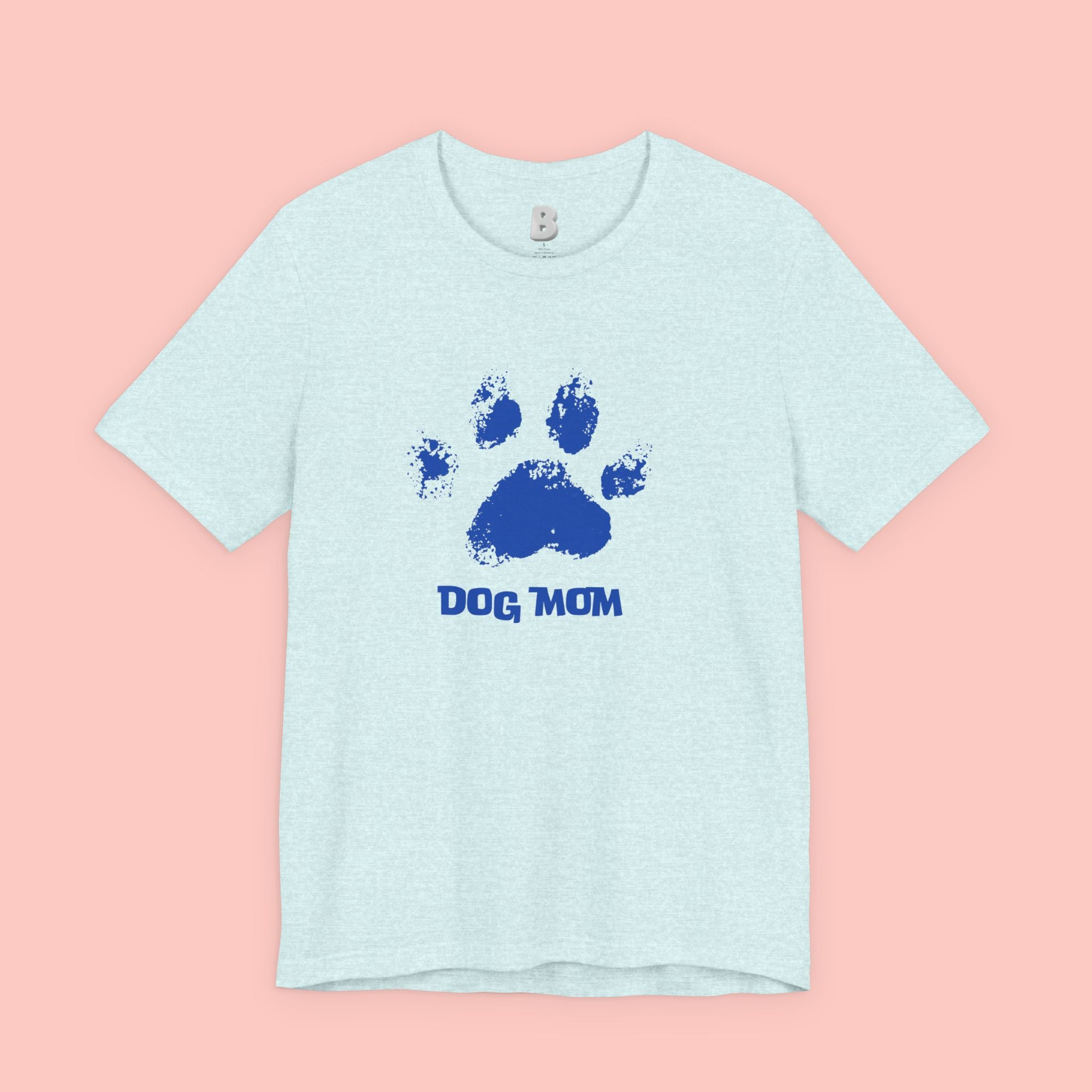 Dog Mom Paw Print T-Shirt — Distressed Blue Design