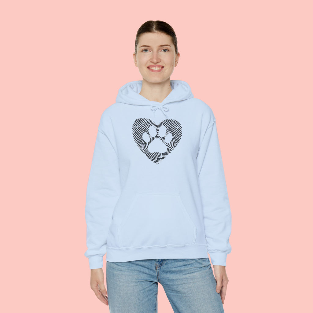 Heart Paw Print Hoodie — Dog Lover Heart Paw Graphic Sweatshirt