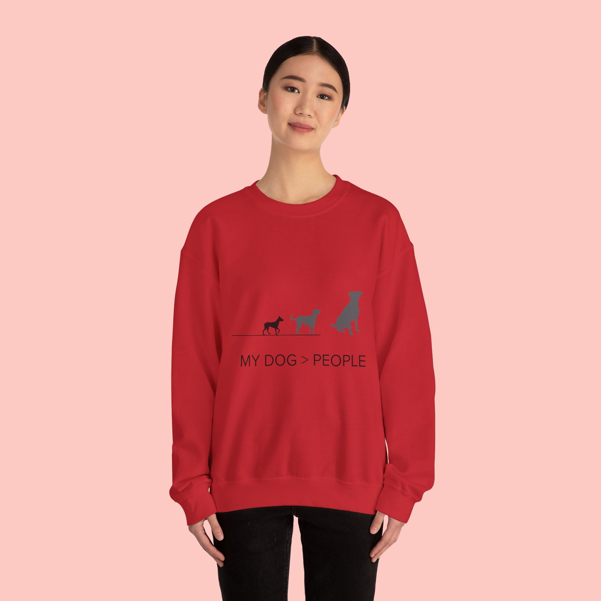 My Dog > People Sweatshirt - Cute Dog Silhouette Crewneck for Dog Lovers
